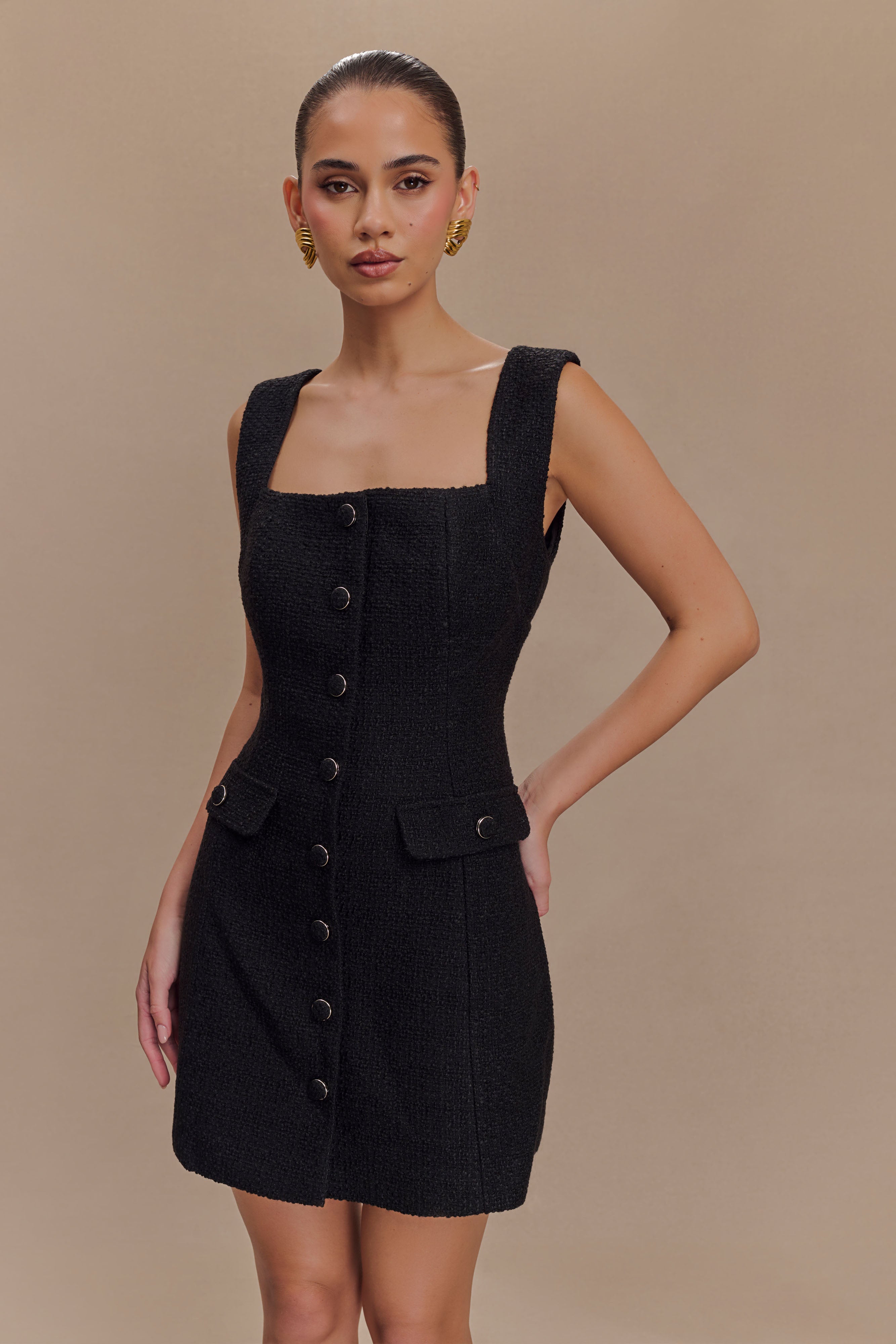 Desire Boucle Mini Dress - Black、mySite、solidvoid