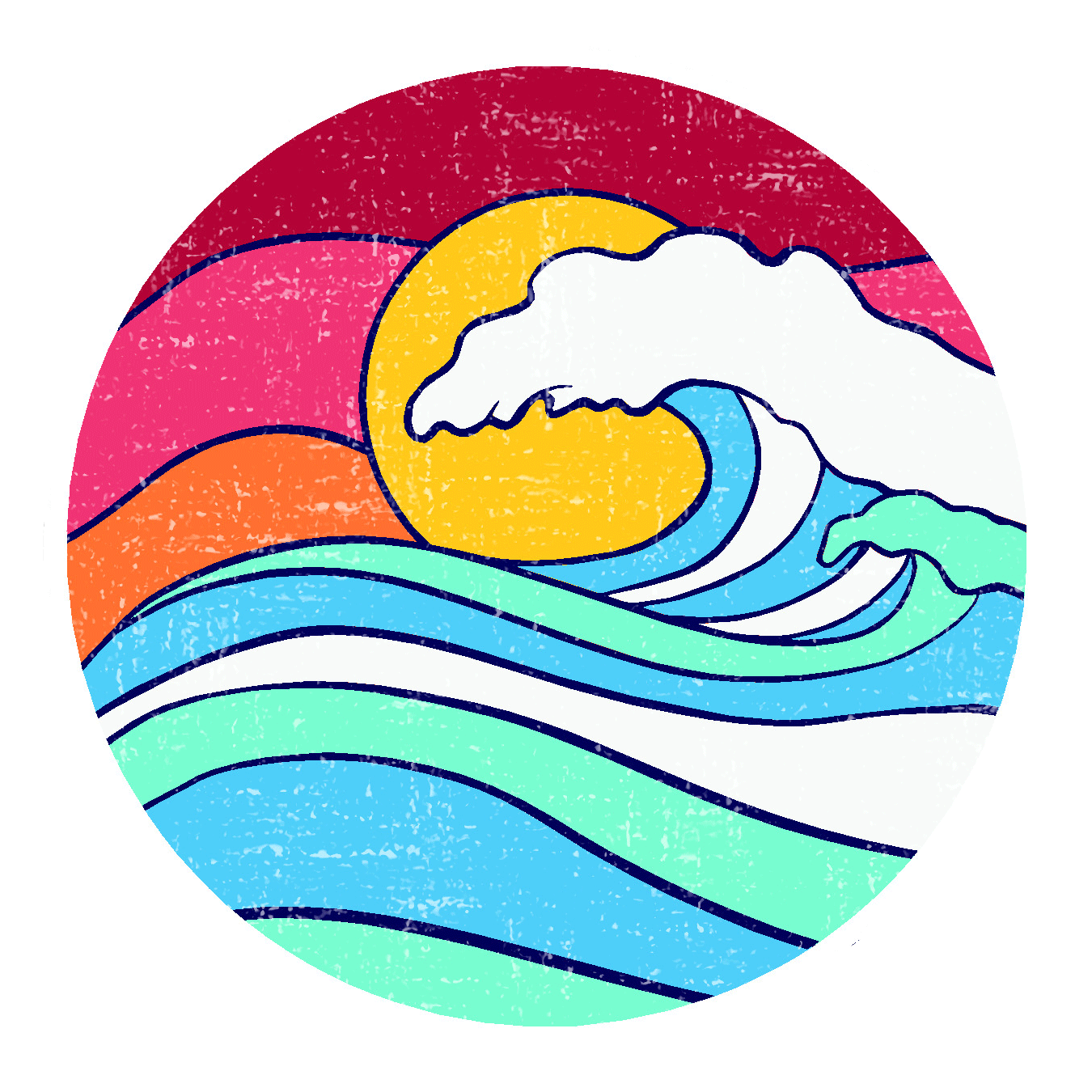  Waves & Sun Vinyl Sticker Decal、mySite、ghnorth