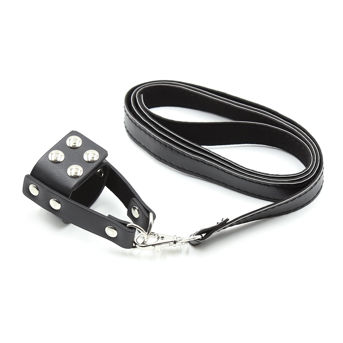 Come Closer Fetish Cock Ring With Leash | Black | PU Leather.、mySite、bottomscart