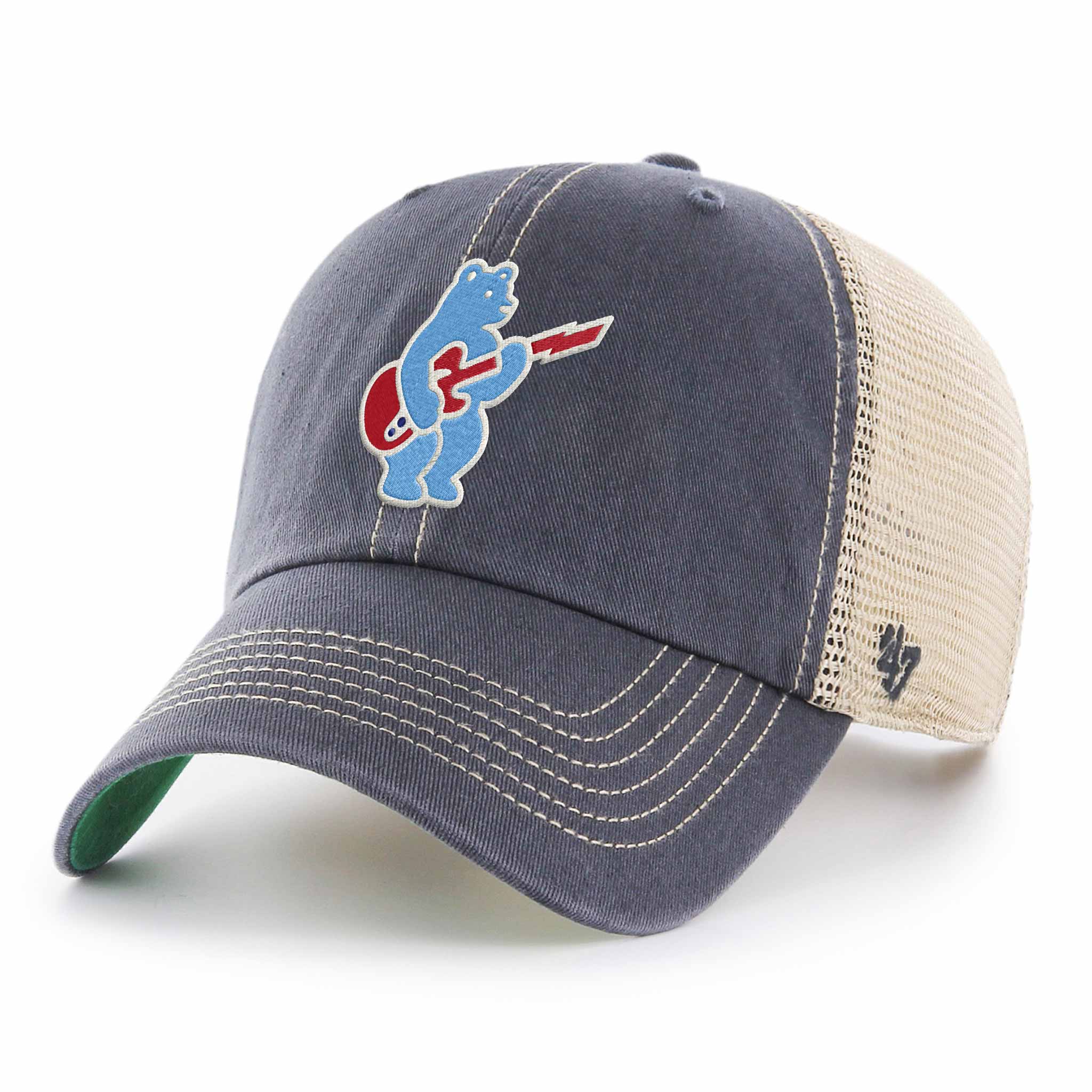 Chicago Cubs 47 Brand Blues Rock Bear Trawler Mesh Back Adjustable Cap、mySite、vikingsvslions