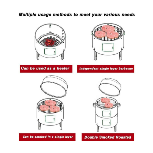 Outdoor double-layer grill, charcoal wood fired braising and smoking stove、、eastwooduniform
