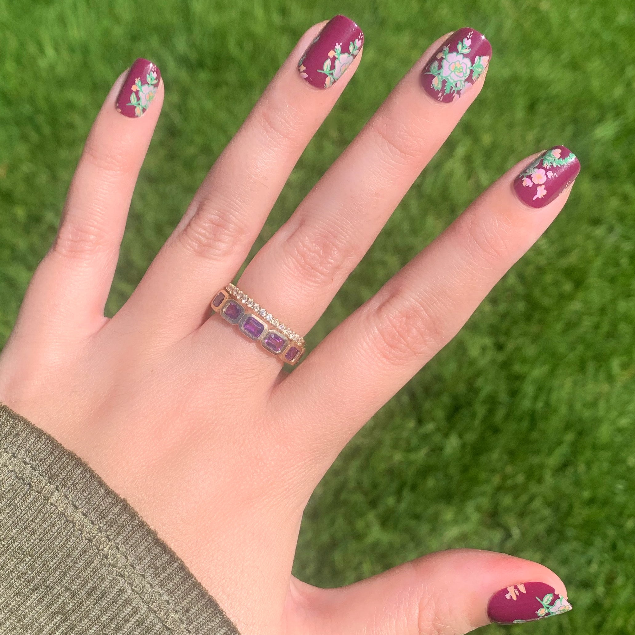 Fall Micro Floral | Squoval | Extra Short、mySite、solidvoid