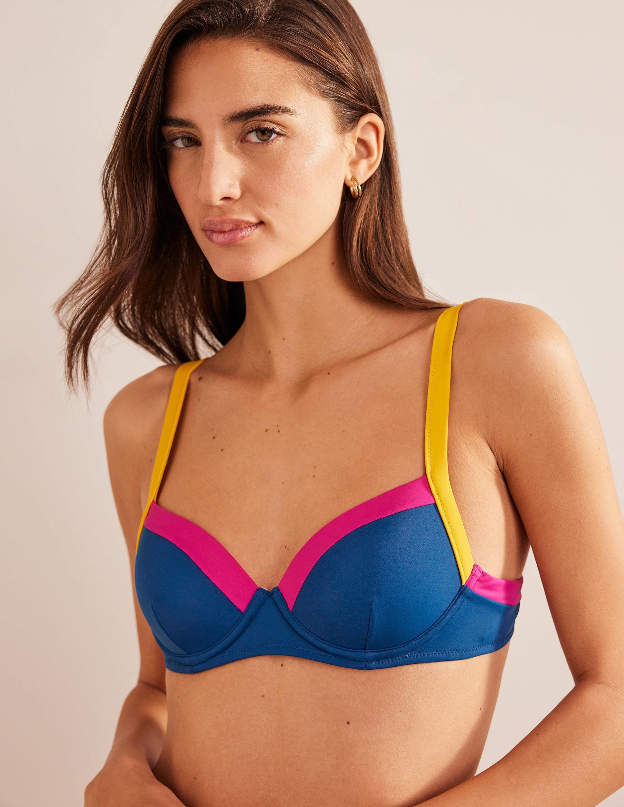  Panelled Cup-size Bikini Top-Blue, Yellow Colourblock、mySite、ashleygrahame