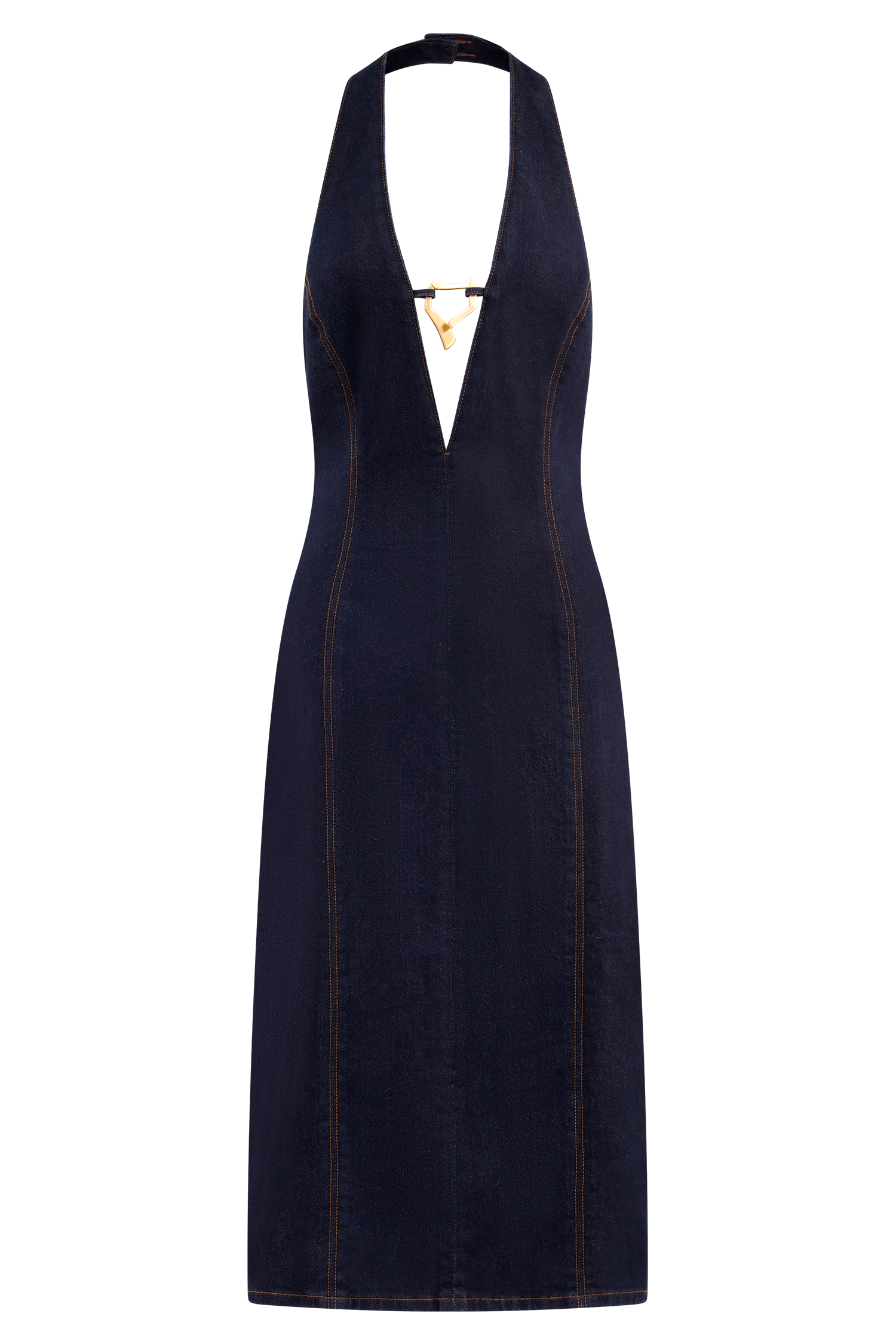 Shauna Denim Halter Midi Dress - Indigo Blue、mySite、solidvoid