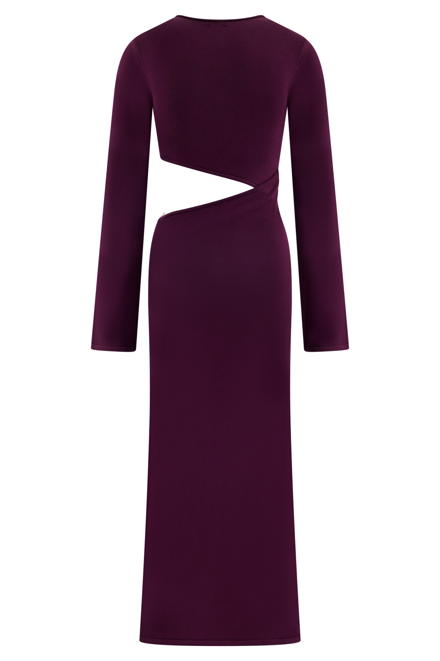 Azariah Long Sleeve Knit Midi Dress - Plum、mySite、solidvoid
