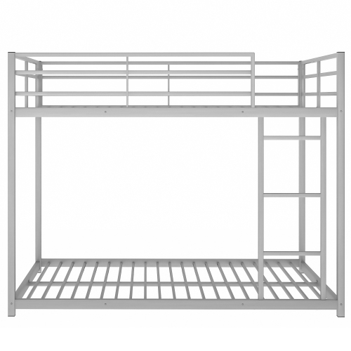Full over Full Metal Bunk Bed, Low Bunk Bed with Ladder, Black(Old SKU:MF197034AAB)、、casual