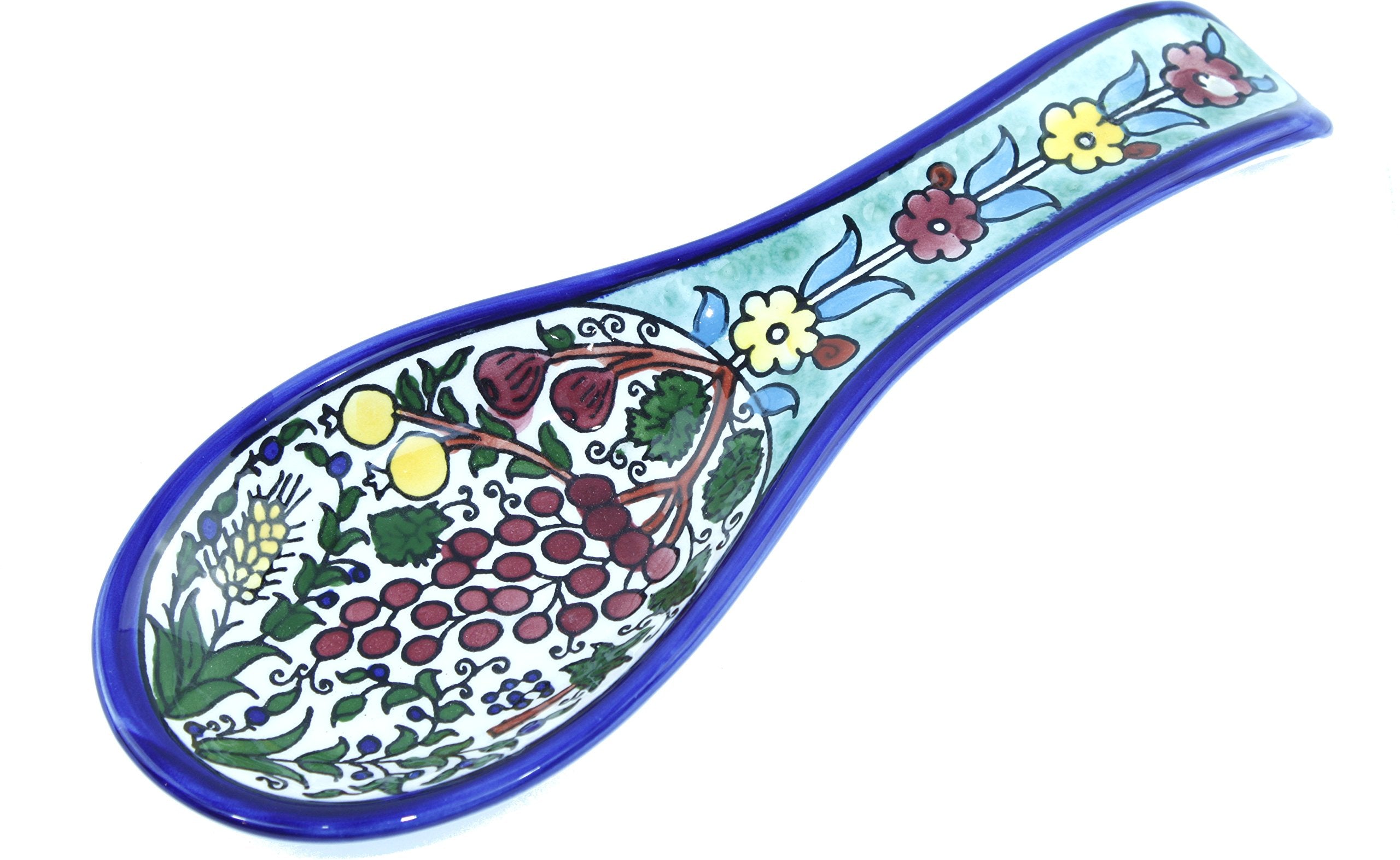 Armenian hand painted cooking Spoon Rest/Ladle Holder - Large with deep Round Cup part - Asfour Outlet Trademark、mySite、topwebapps