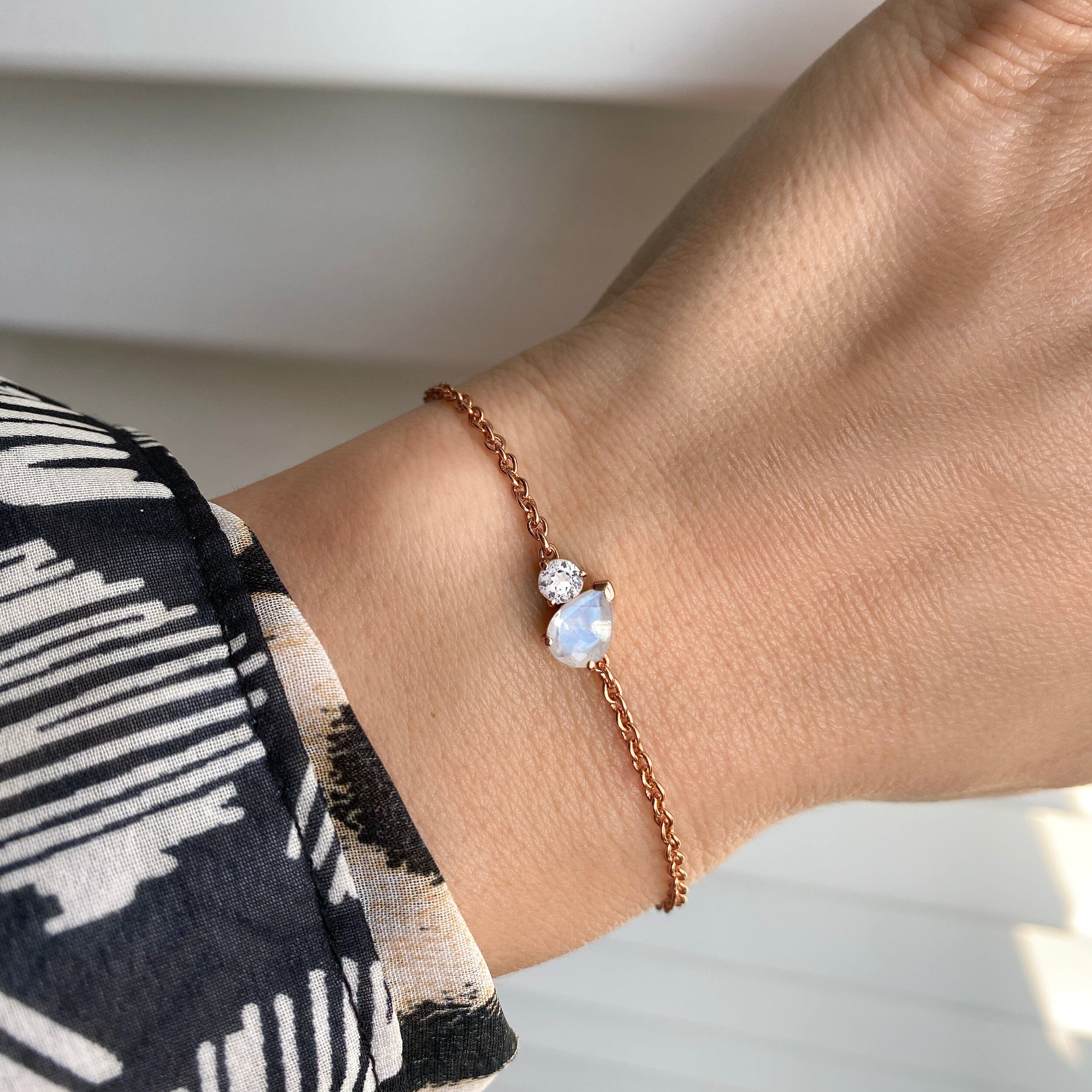 Moonstone & White Topaz - Toi Et Moi Bracelet、mySite、hinf8tx79