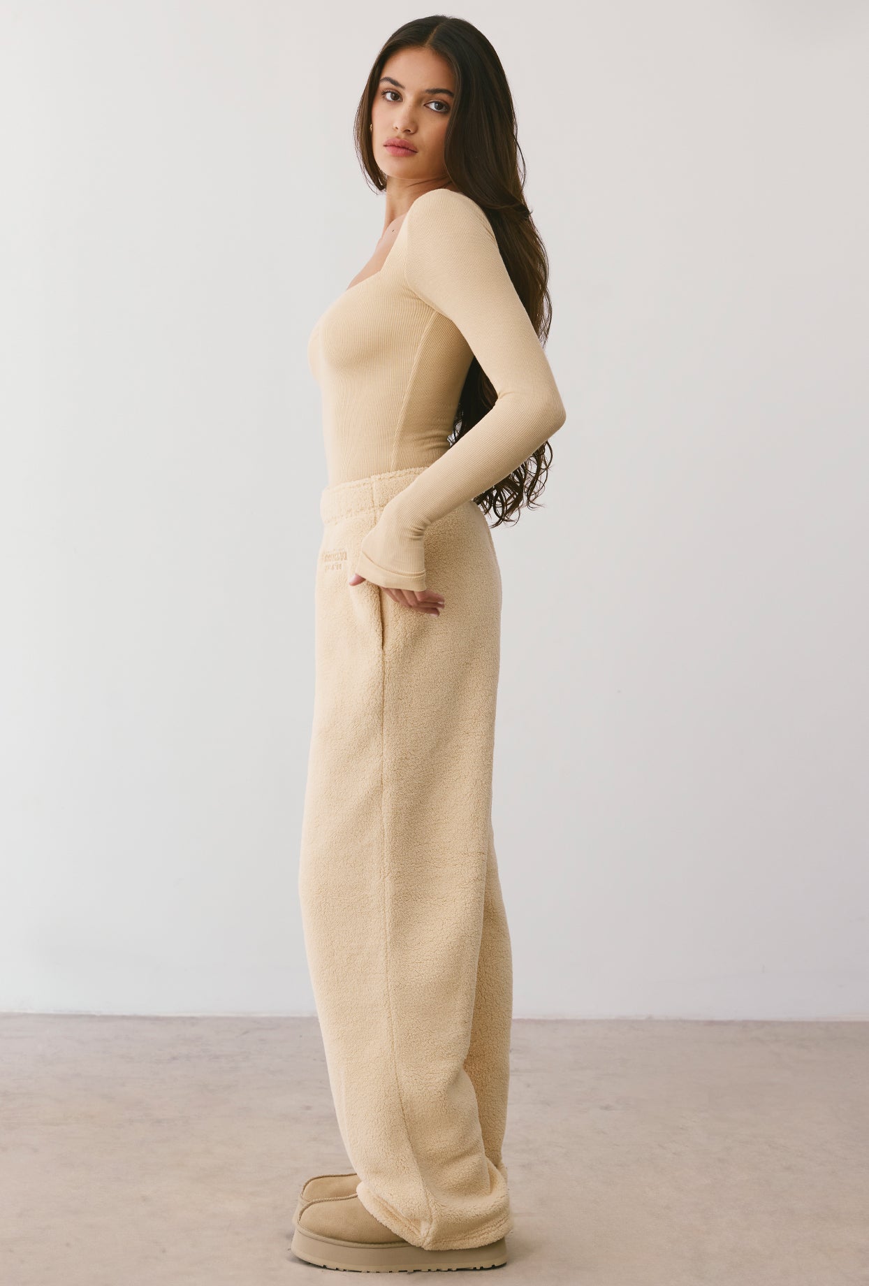 Modal Rib Long Sleeve Crop Top in Cashmere、mySite、solidvoid