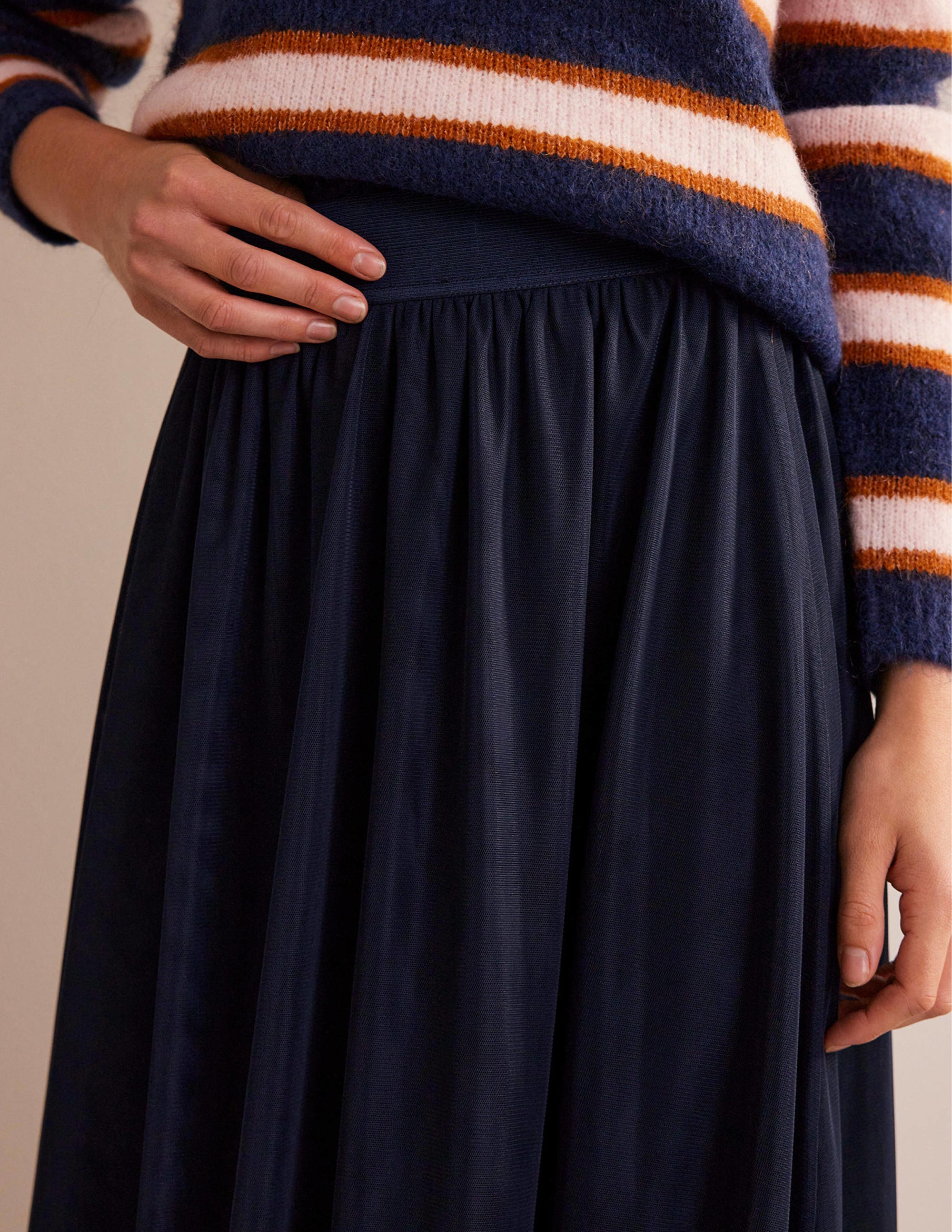  Tulle Full Midi Skirt-Navy、mySite、ashleygrahame
