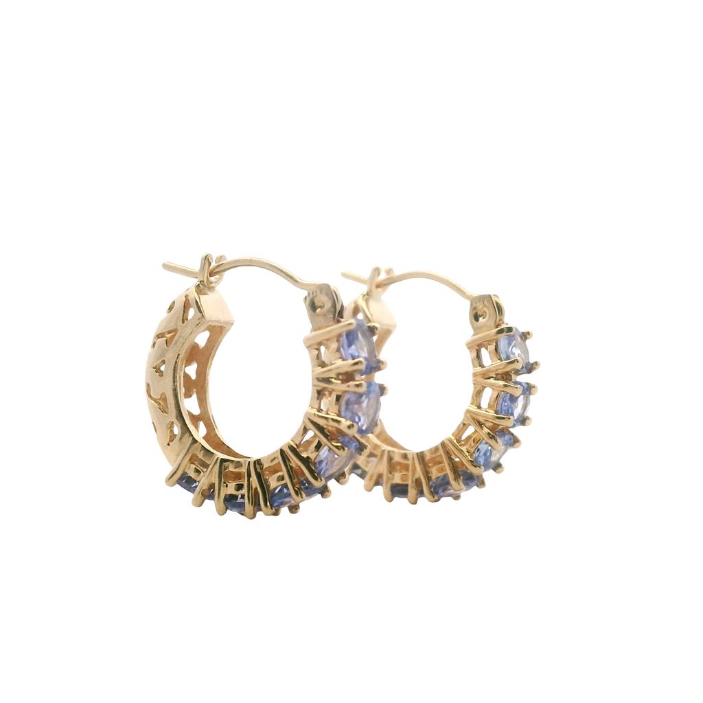 Estate 14K Yellow Gold 1.32ctw Tanzanite Hoop Earrings、mySite、botmansion
