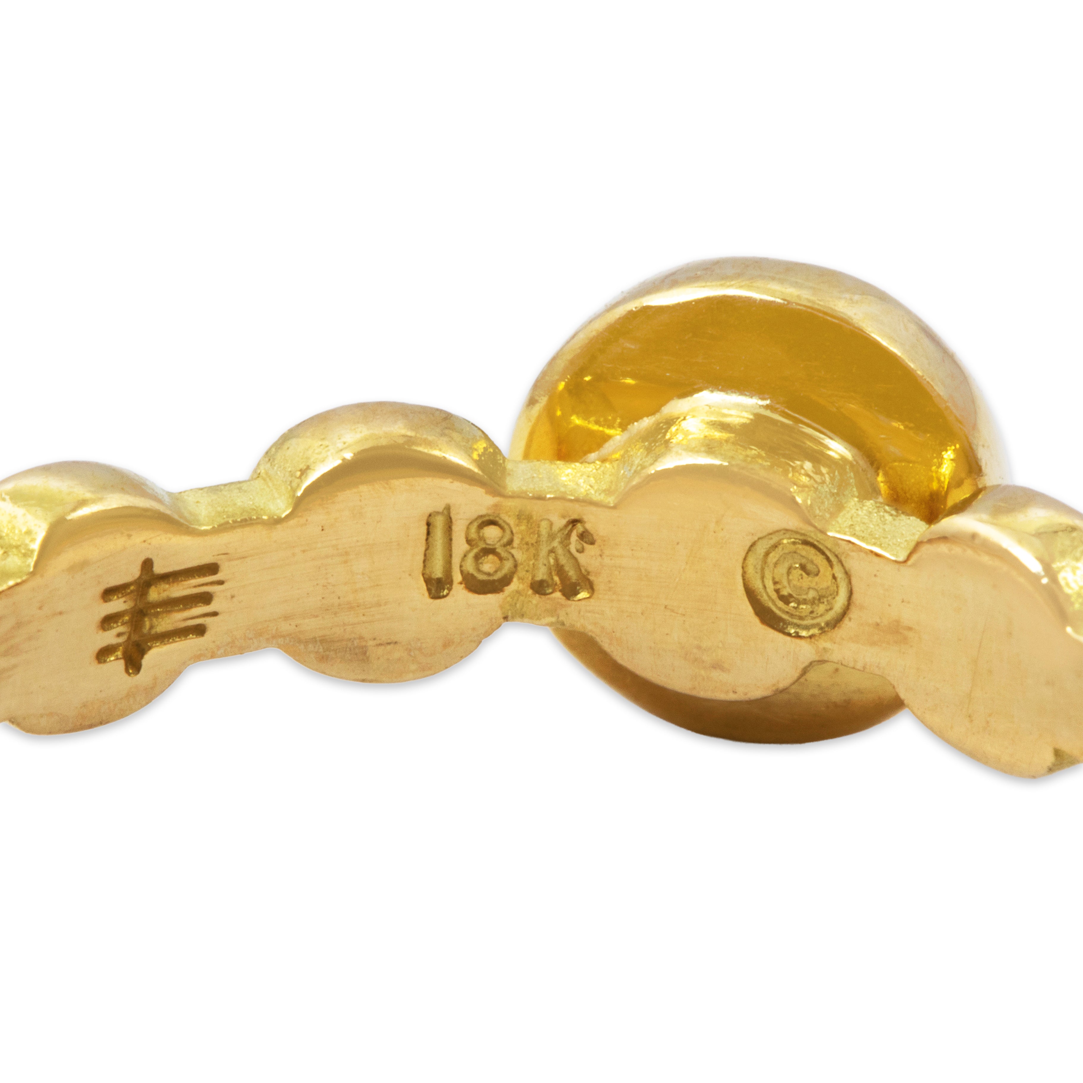 Vintage 18k Yellow Gold Citrine Glowing Cabochon Band Ring 6.50、mySite、hinf8tx79