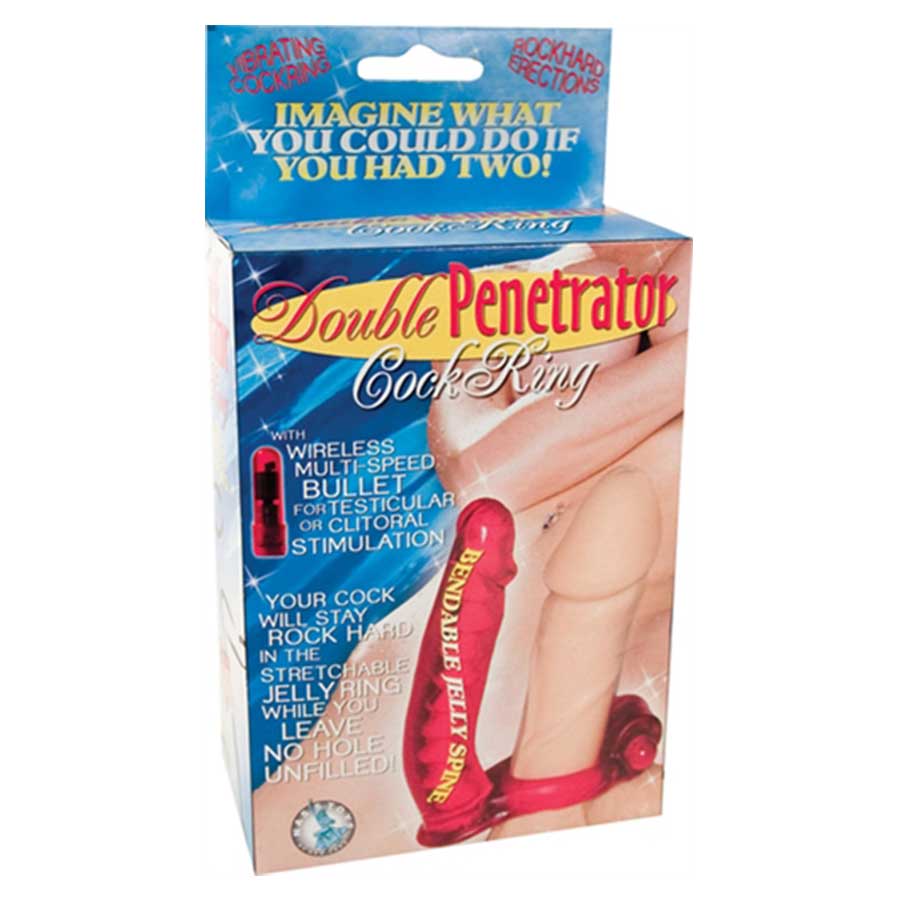 Double Penetrator Vibrating Cock Ring Red by Nass Toys、mySite、bottomscart