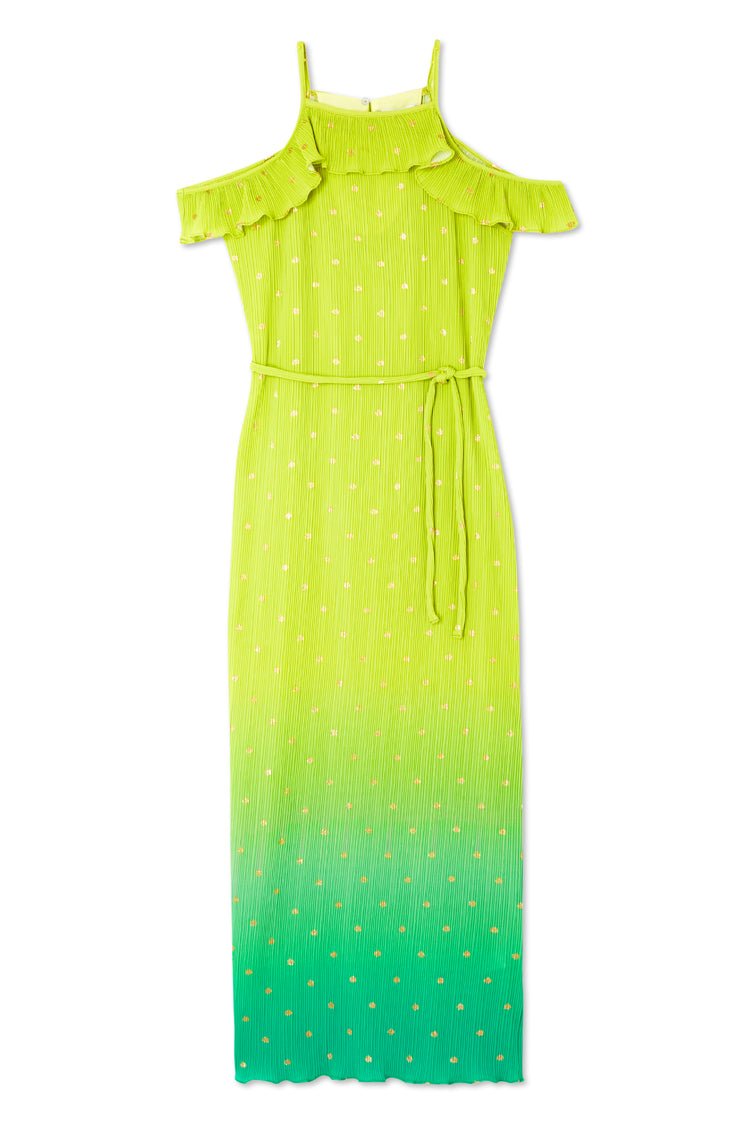 Lime Ombre Plisse Claudia Dress、mySite、solidvoid