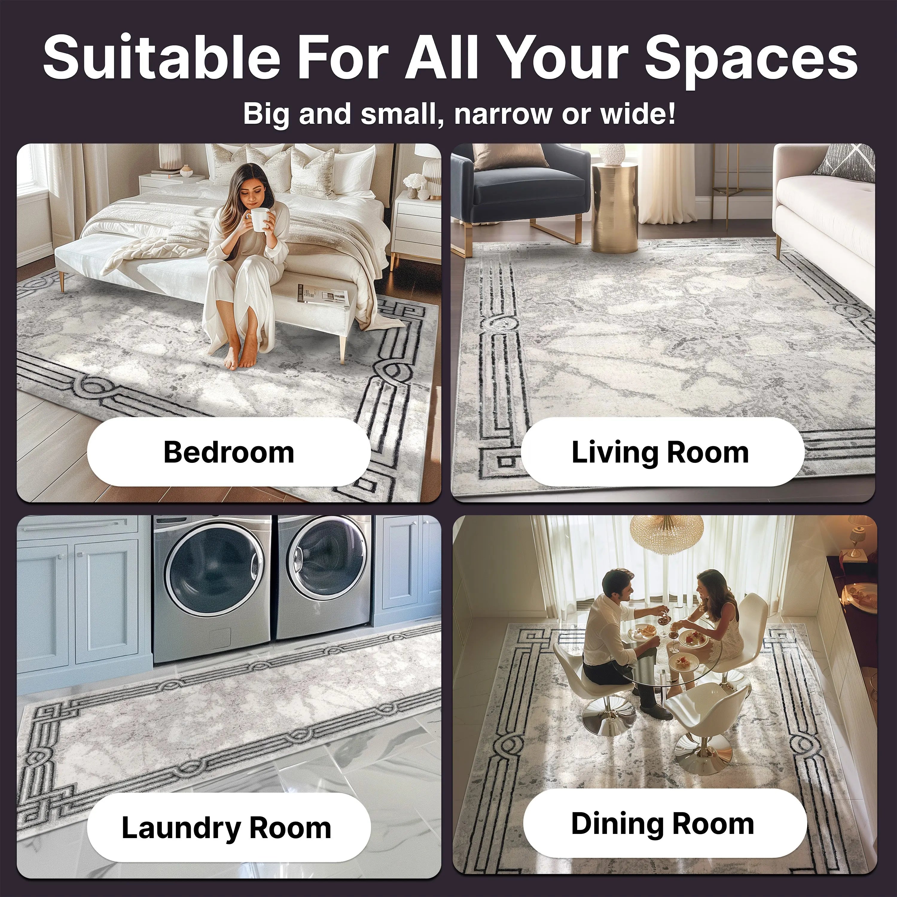 Huntington Retro Marble Border Glam Rug、mySite、gigharbornorthrealestate