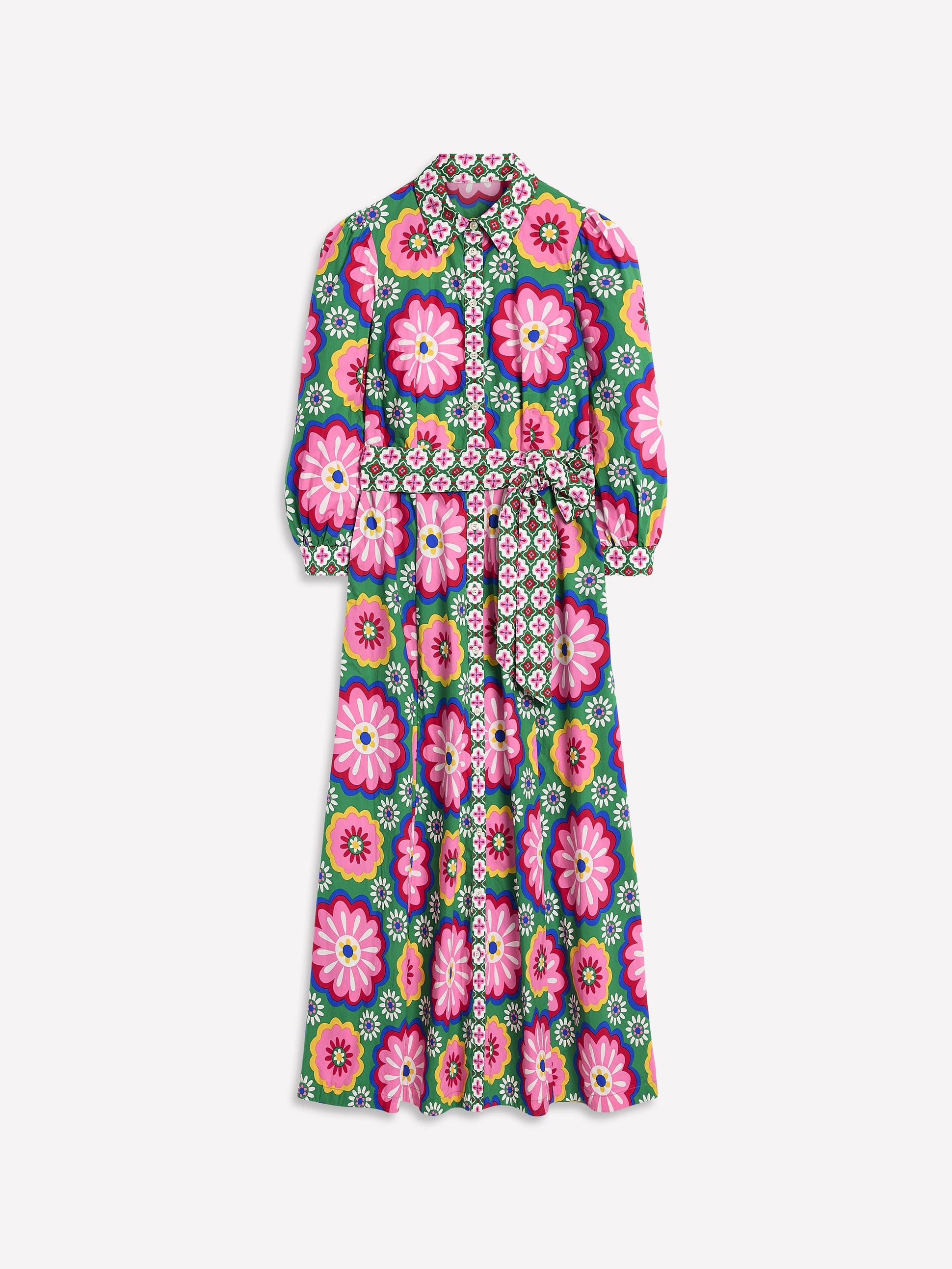  Clara Cotton Shirt Dress-Multi, Flower Tile、mySite、ashleygrahame