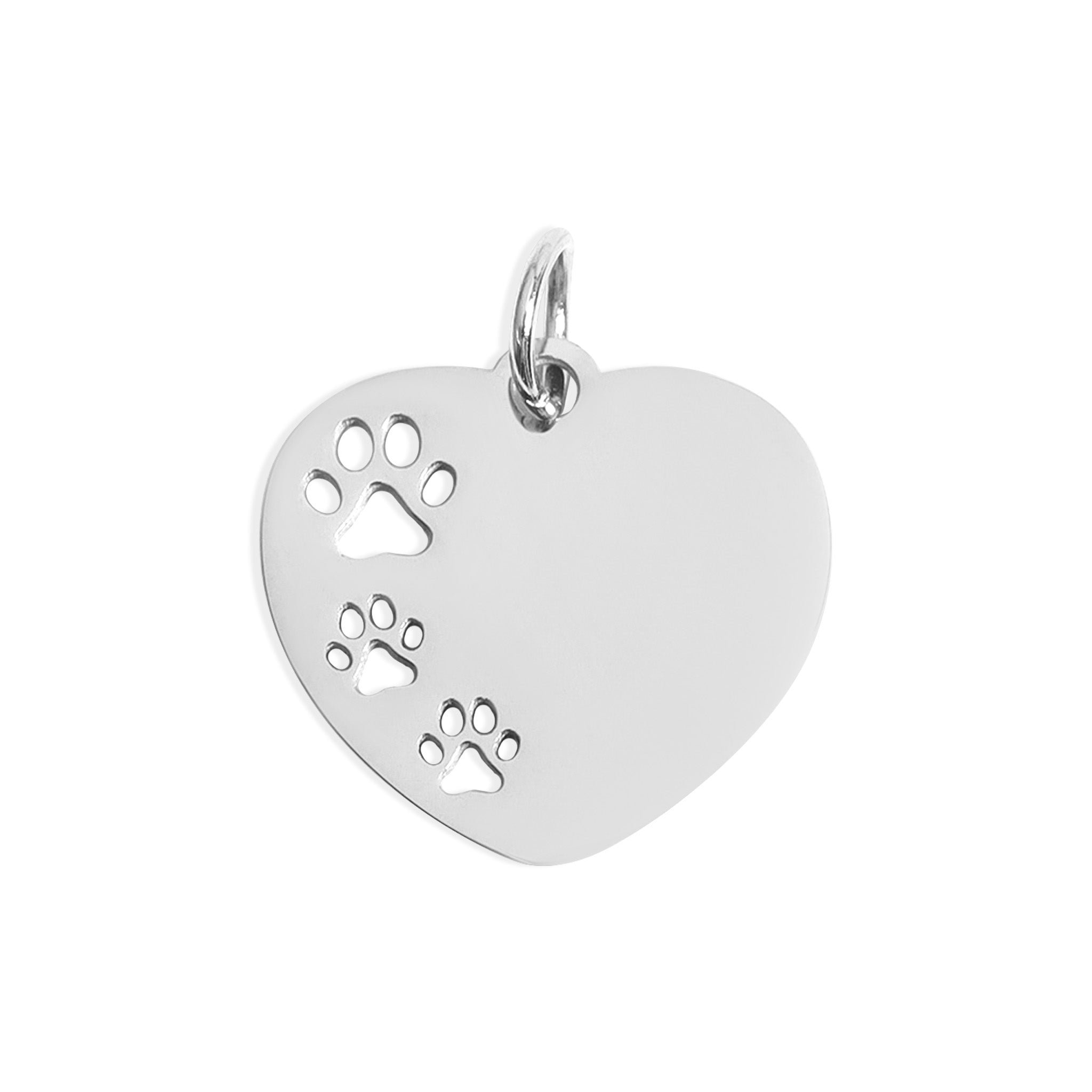 18K Gold PVD Stainless Steel Blank Paw Print Heart Charm / PDL0139、mySite、dreamappss