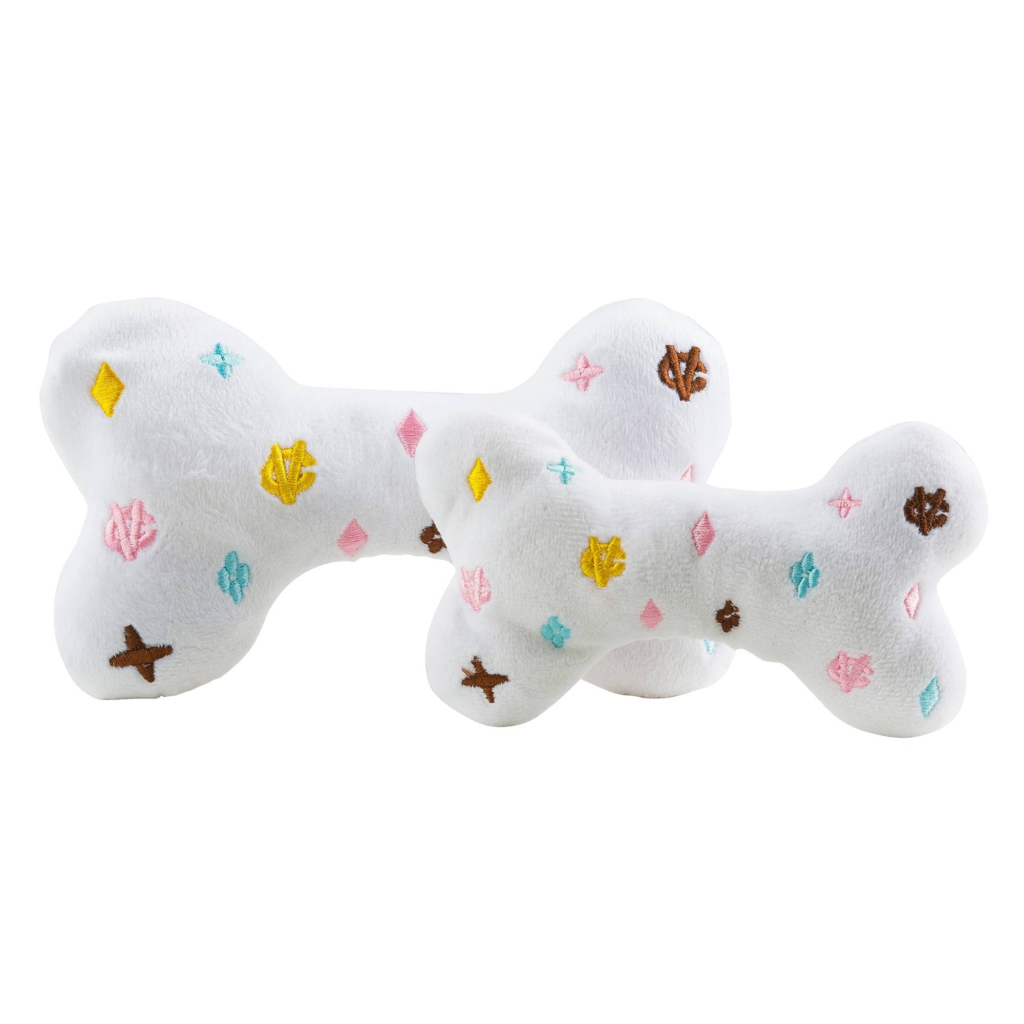 Plush Parody Pet Chew Bone White Chewy Vuiton Bones for Dogs with Speaker Inside、mySite、g9winljtr