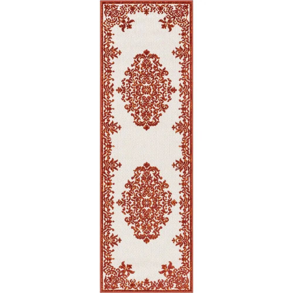 Arid Modern Medallion Persian Indoor/Outdoor Terracotta High-Low Rug、mySite、gigharbornorthrealestate