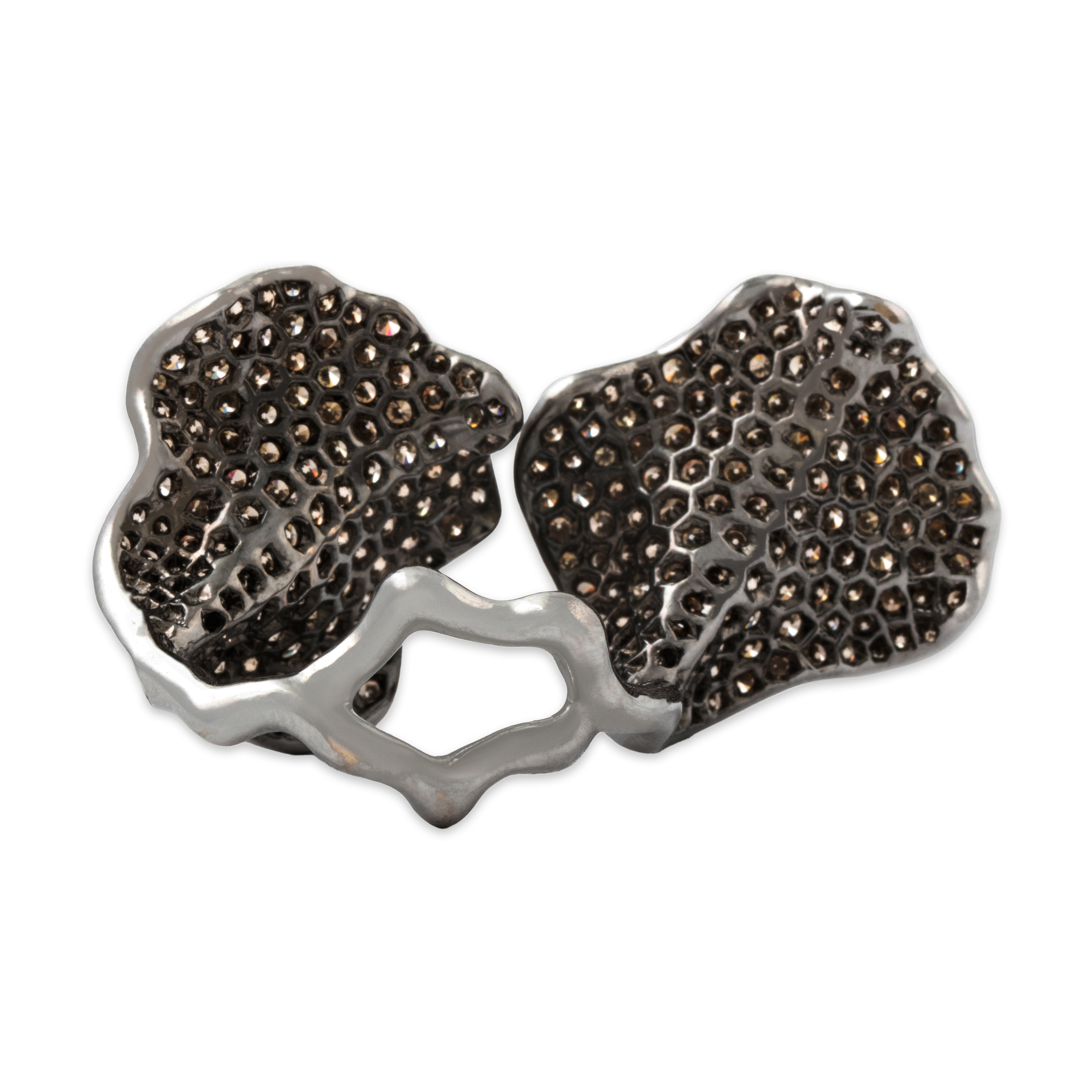 Vintage Large 18k White Gold 4.77cttw Champagne Diamond Statement Ring 8.25、mySite、hinf8tx79