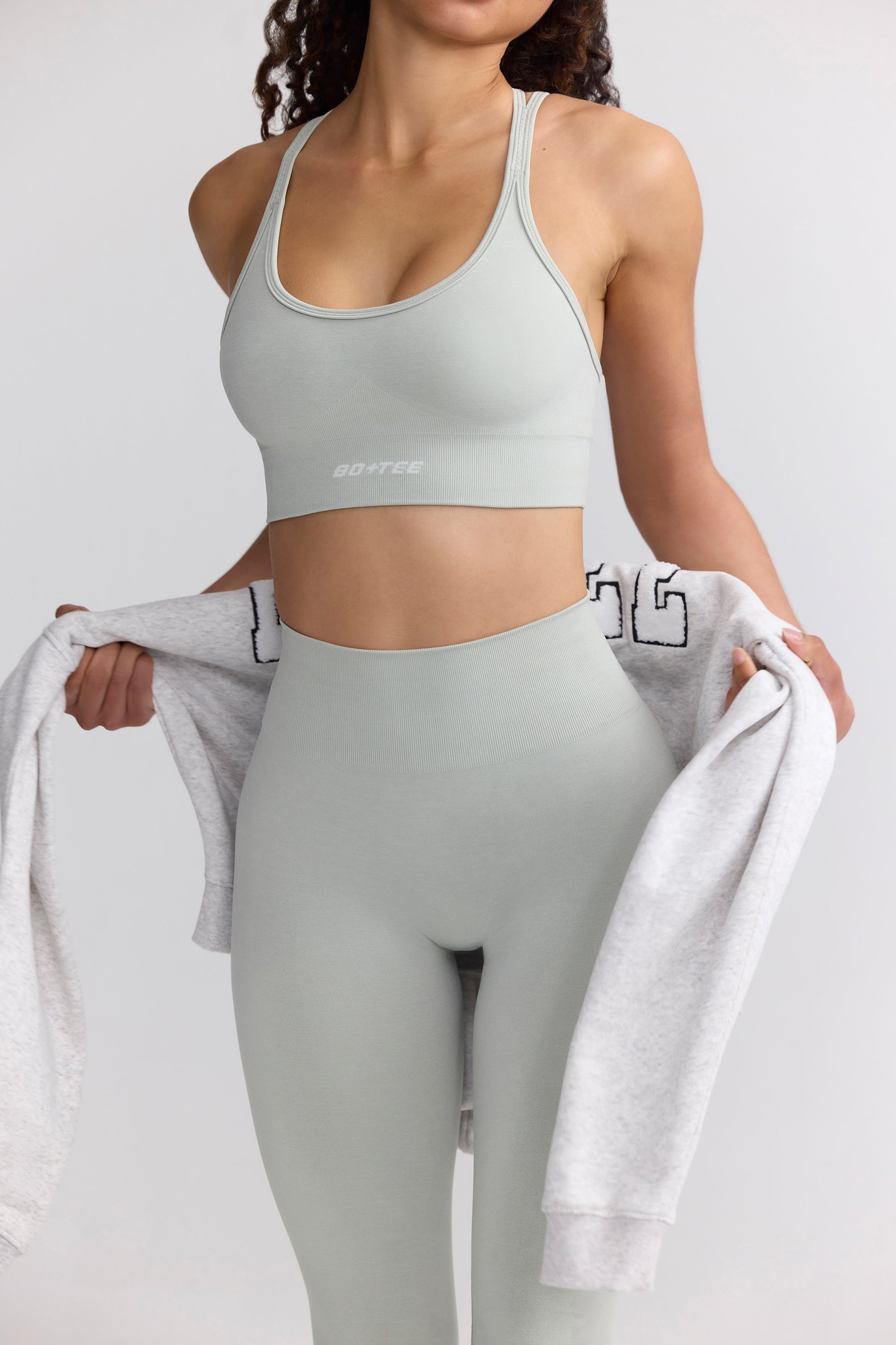 Define Luxe Strappy Sports Bra in Fog、mySite、solidvoid