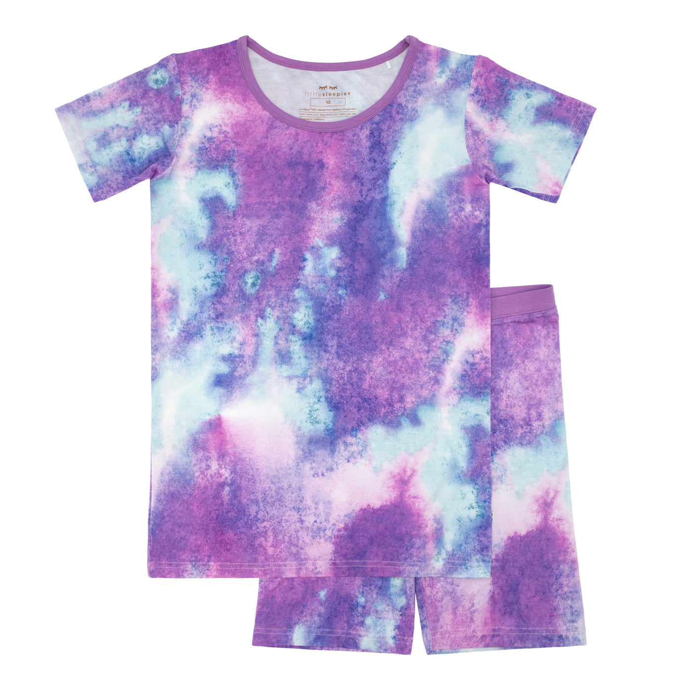 Purple Watercolor Two-Piece Short Sleeve & Shorts Pajama Set、mySite、g9winljtr