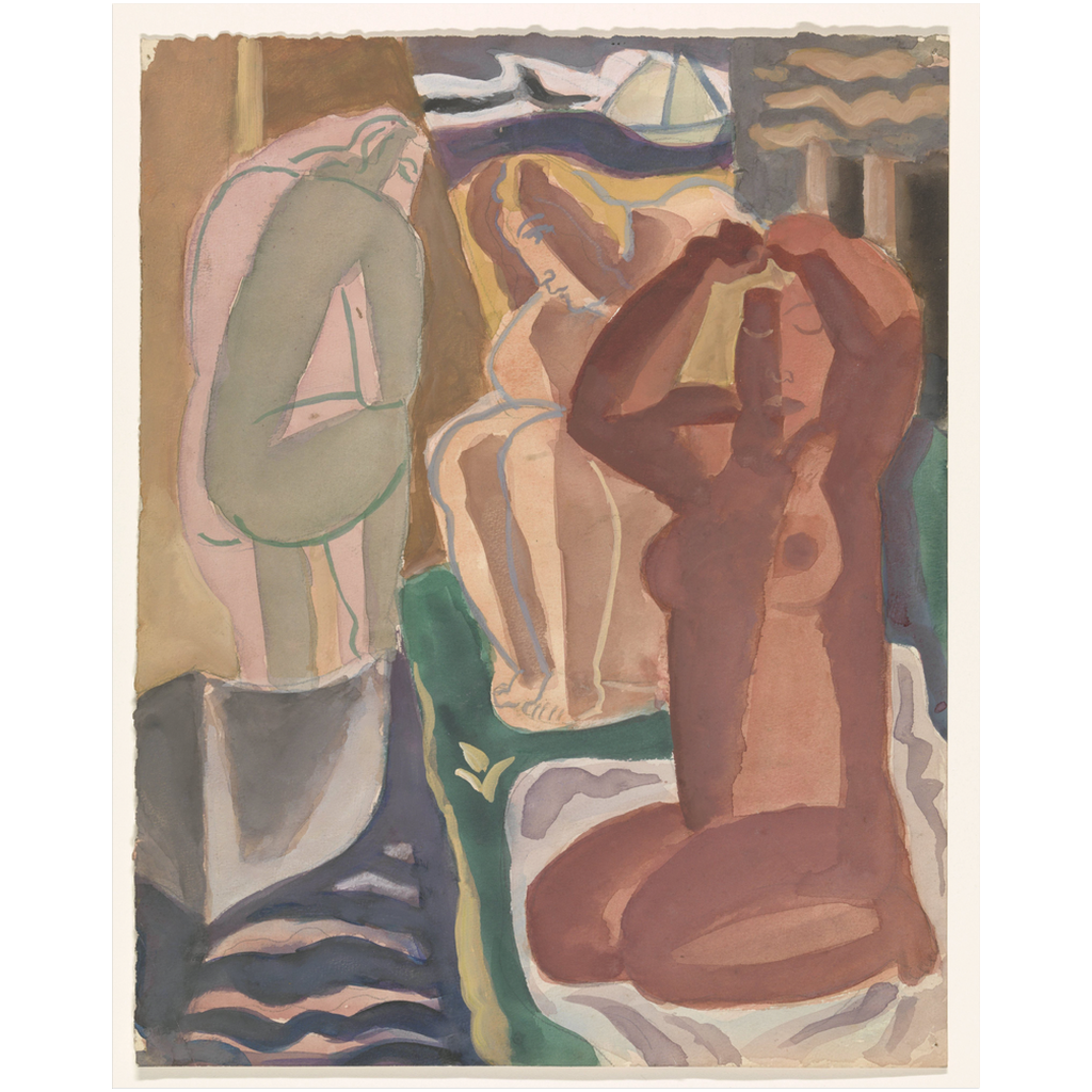 Two Bathing Women Earth Tone Vintage Leo Gestel Art Print、mySite、gigharbornorthrealestate