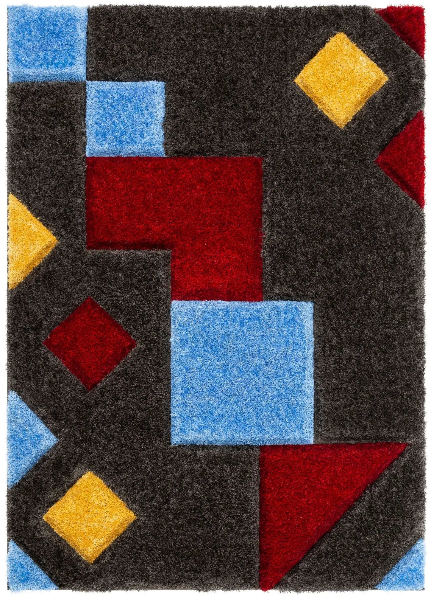Teahupo Black Modern Geometric 3D Textured Shag Rug By Chill Rugs、mySite、gigharbornorthrealestate