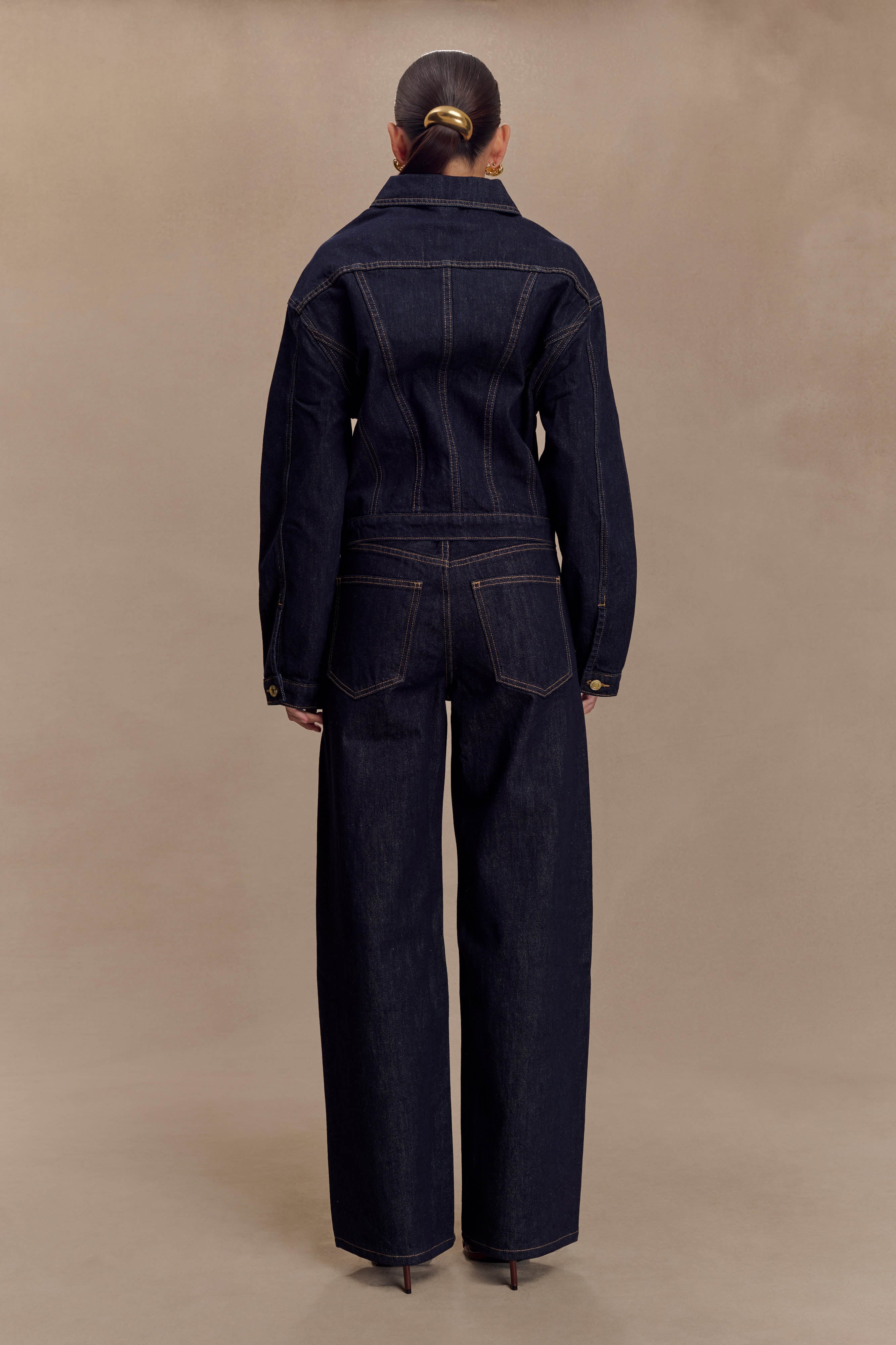 Kirra Cinched Denim Jacket - Washed Indigo Blue、mySite、solidvoid