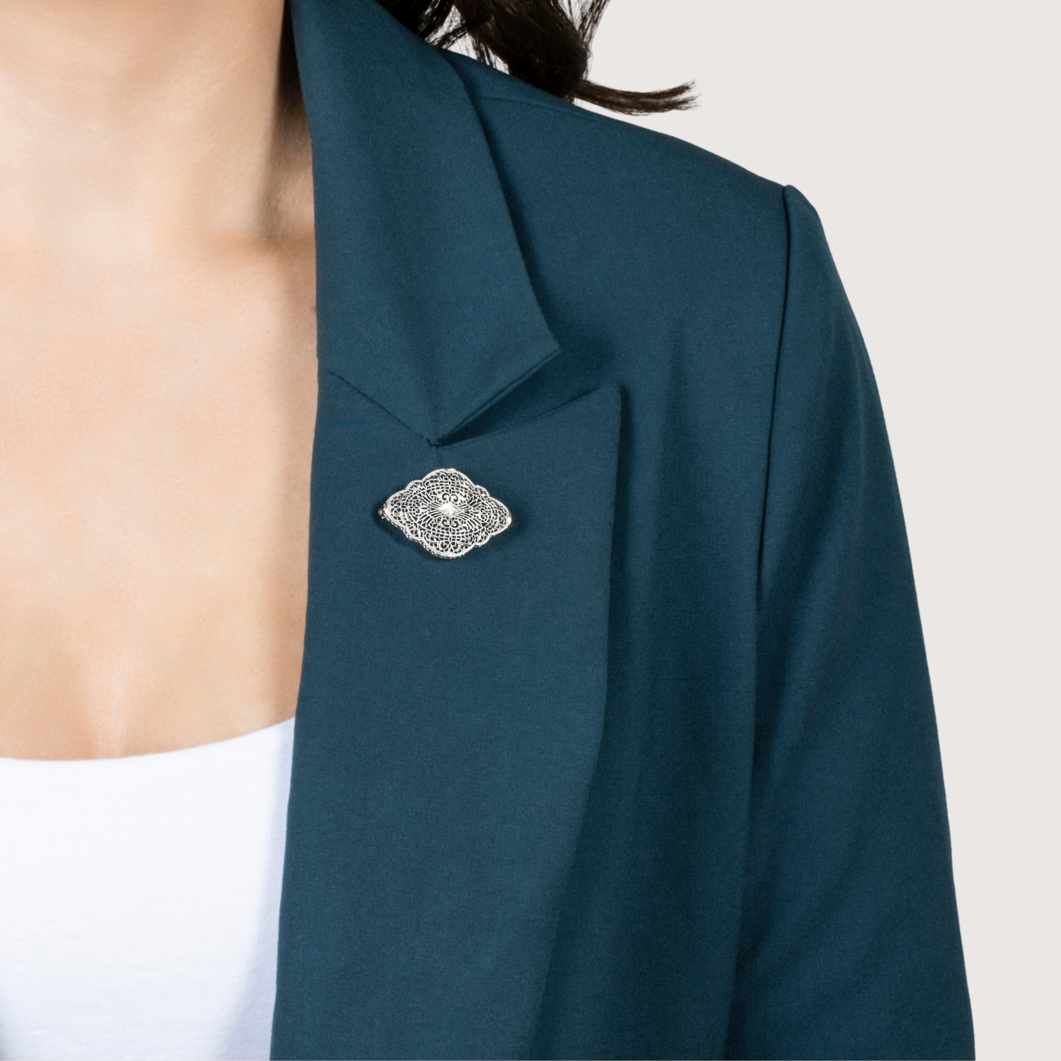 Antique Art Deco 14k White Gold Diamond Filigree Pin / Brooch、mySite、hinf8tx79