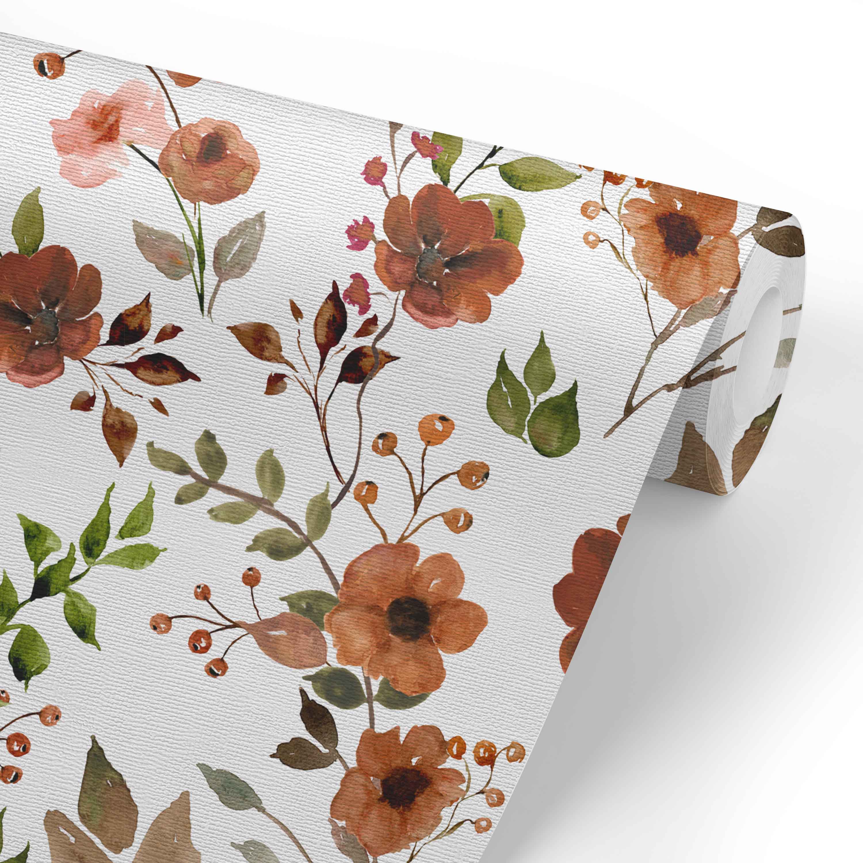  Quinn's Rust Floral Removable Wallpaper、mySite、layawaytickets