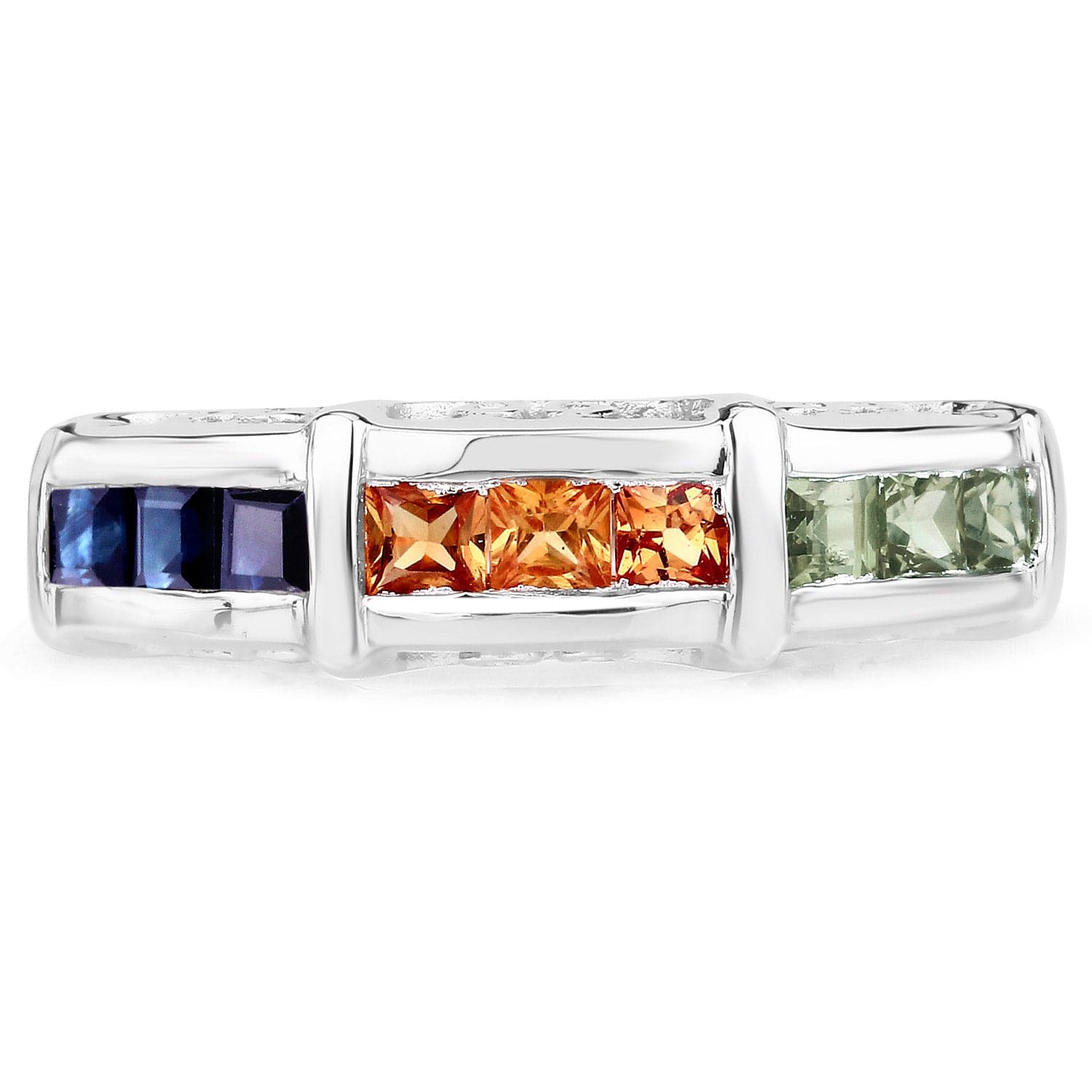 Natural Sapphire Sterling Silver Ring Channel Set Multi Colored Sapphires、mySite、g9winljtr