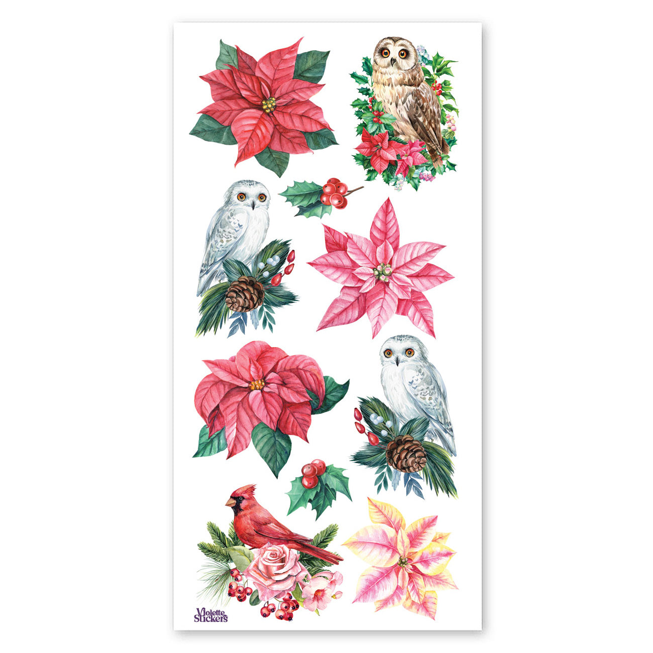  Owls and Poinsettias Stickers、mySite、ghnorth