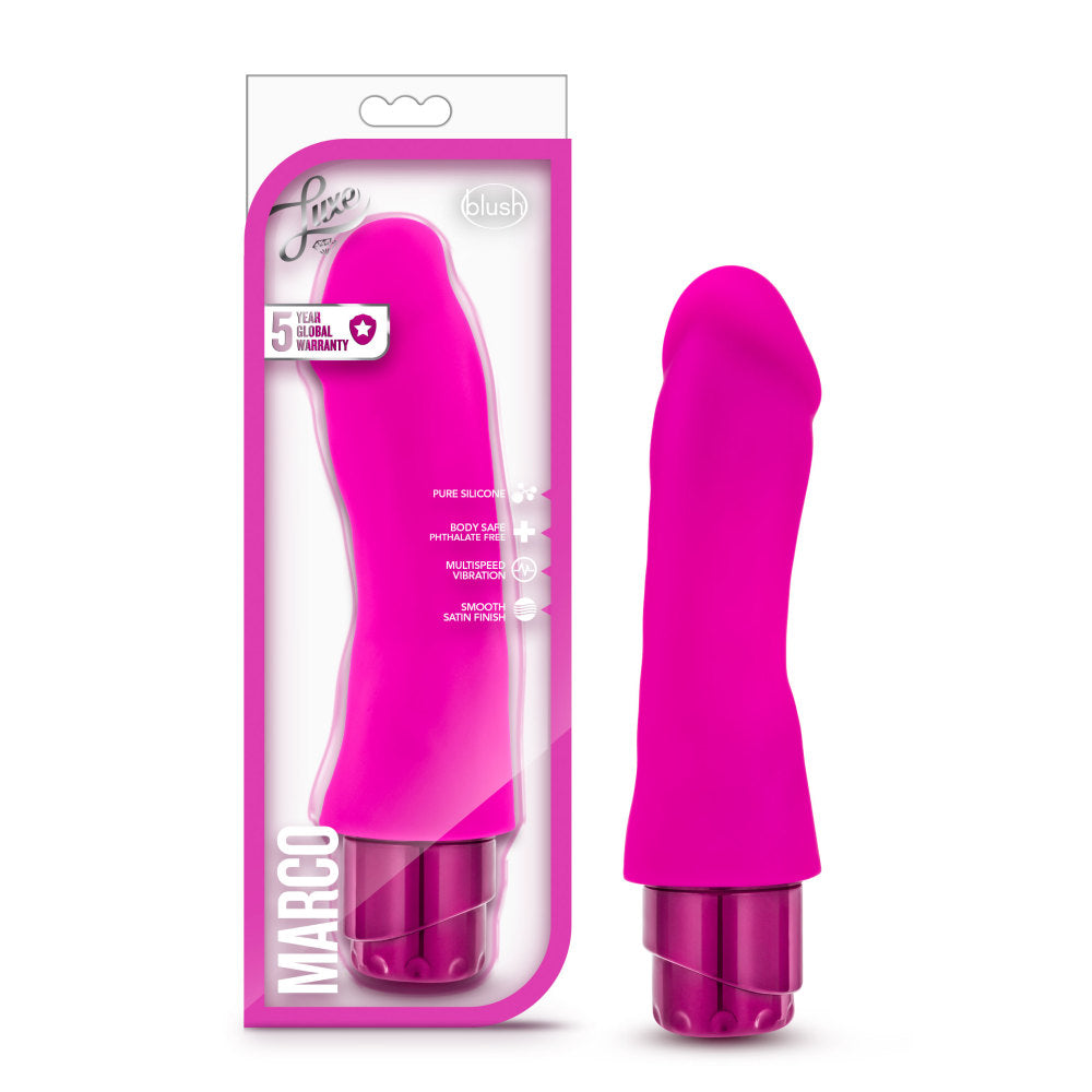 Luxe By Blush® | Marco Curved G-Spot Pink 7.75-Inch Long Vibrating Dildo、mySite、bottomscart