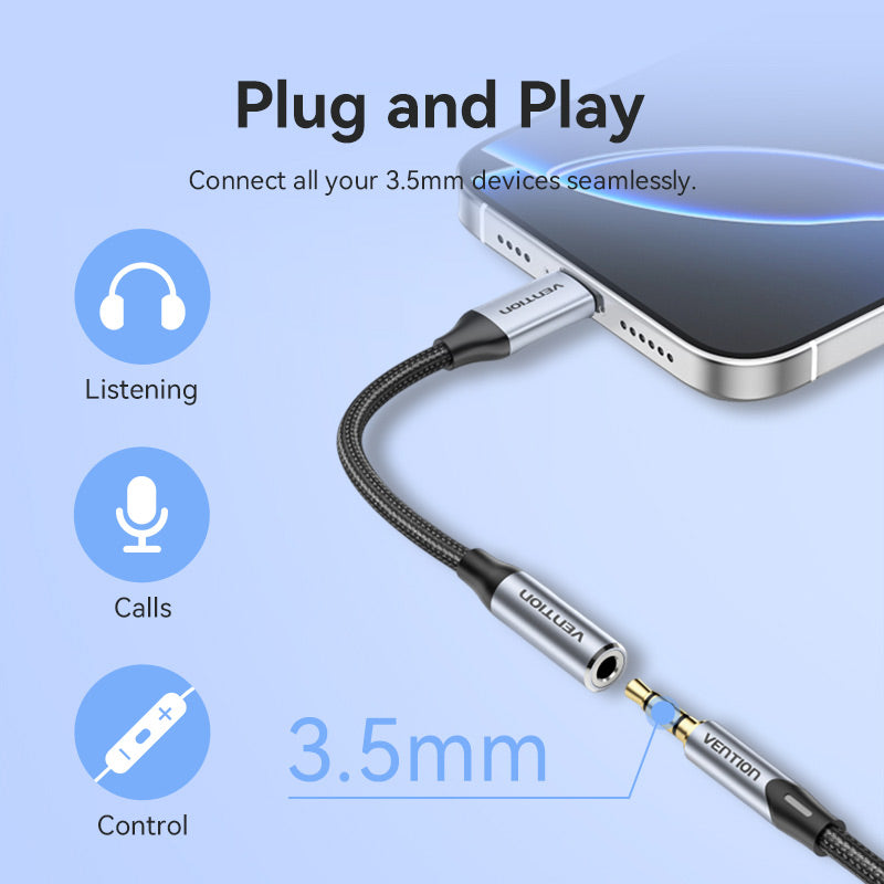 Vention USB-C Male to 3.5MM Earphone Jack with DAC Adapter Aluminum Alloy Type、mySite、fannypackpong