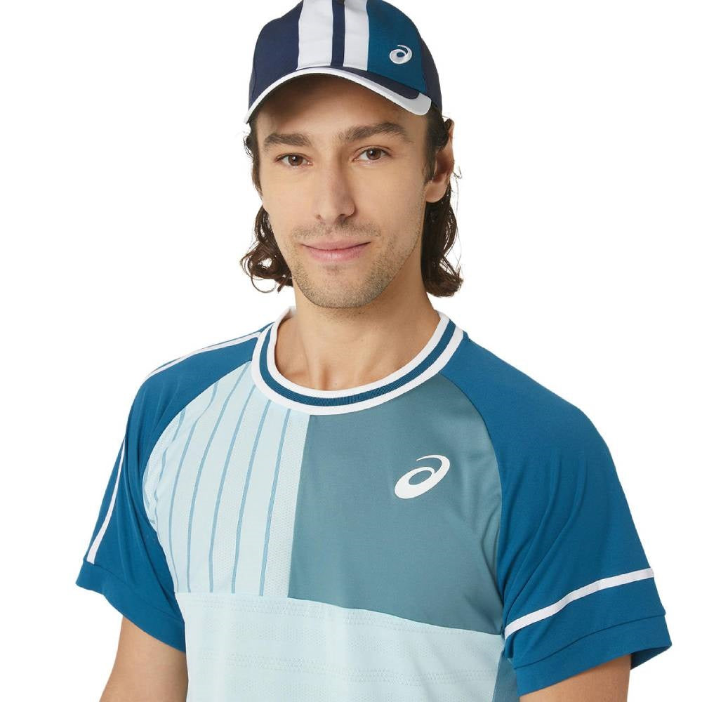 Asics Men's Match Short Sleeve Tee Top (Blue)