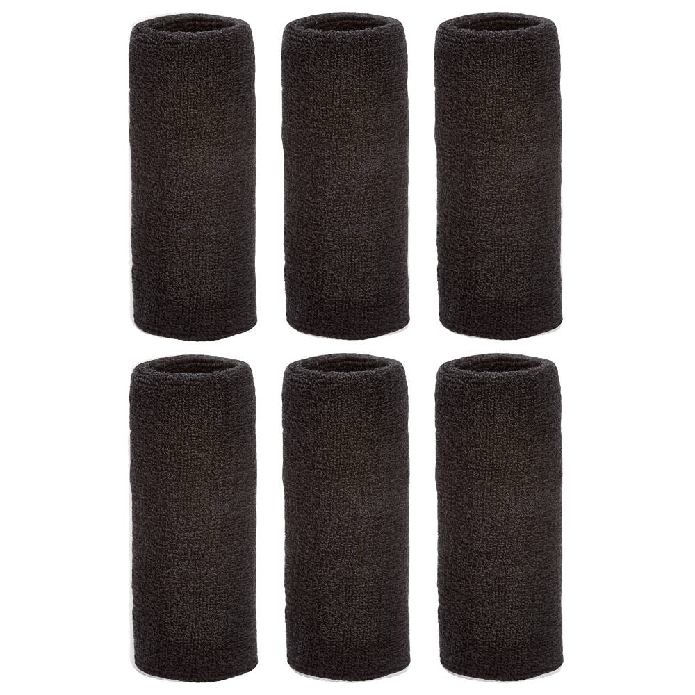 Tourna Wrist Towel 6 Extra Wide Wristband (6/Pack, Black)