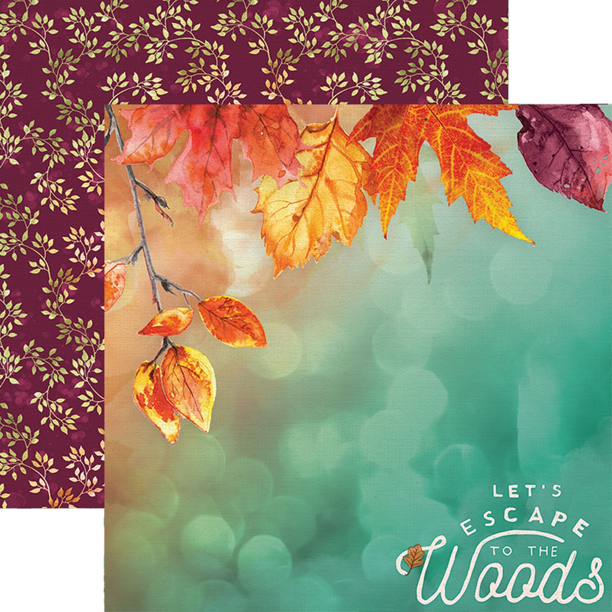  AUTUMN WOODS PATTERN 12 X12 SCRAPBOOK PAPER SET、mySite、ghnorth