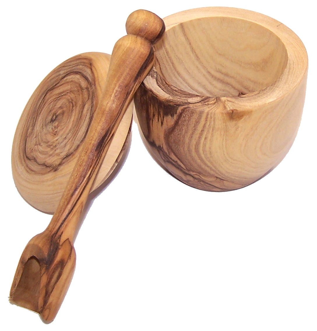  Olive wood Salt Cellar with Olive wood long Salt Spoon set (3 Inch Cellar and 5 Inches spoon) - Asfour Outlet Trademark、mySite、elrpsem3k