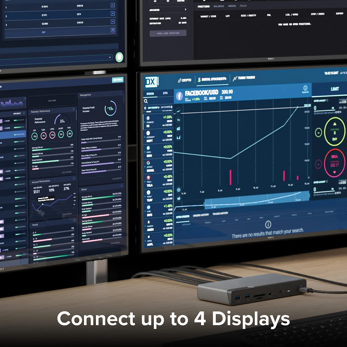 DV4 Universal Quad Display Docking Station with 100W Power Delivery - Power Adapter Included、mySite、fannypackpong