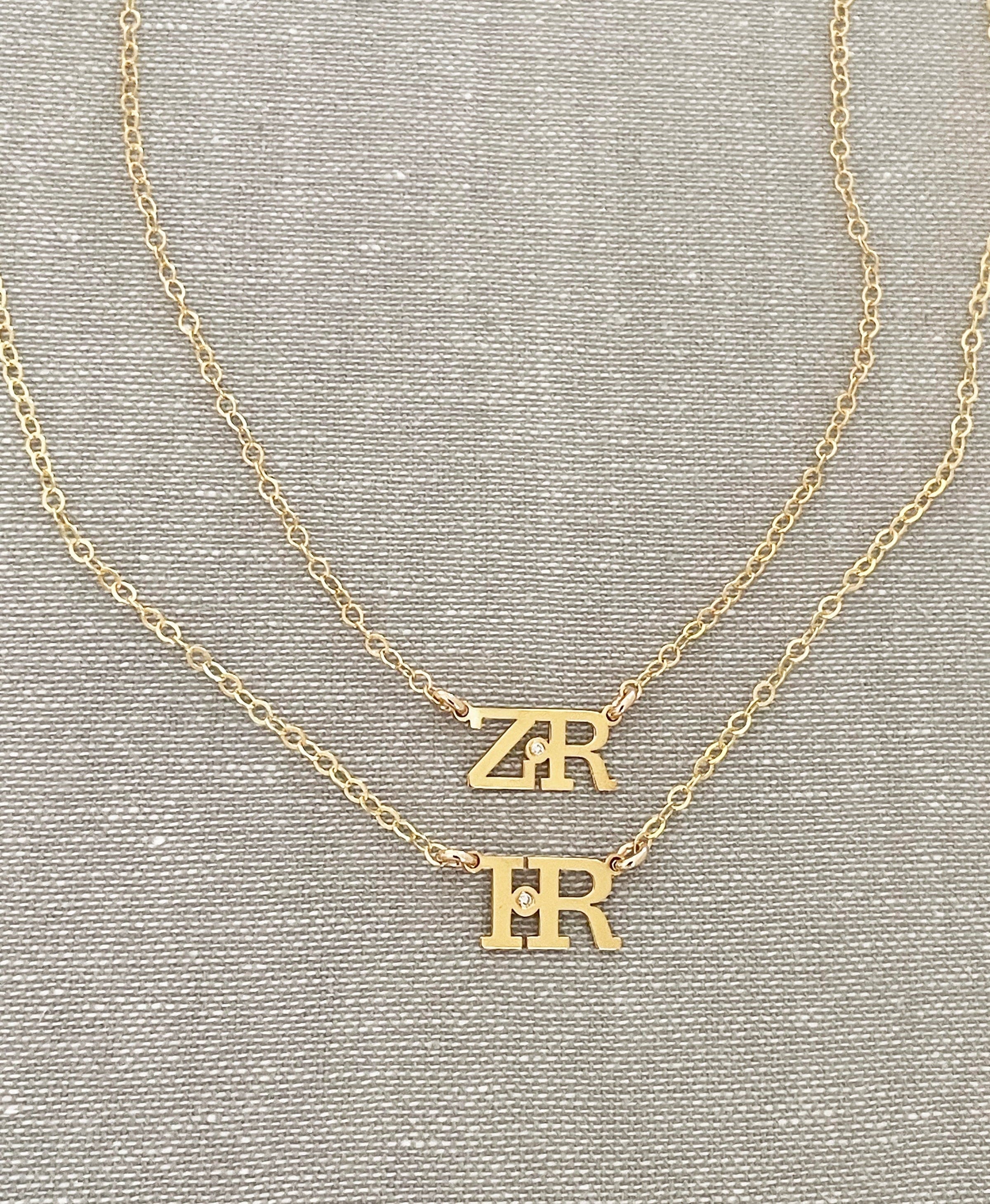 Liran Initials Diamond Necklace - (Gold-Plated or Sterling Silver)、mySite、topwebapps