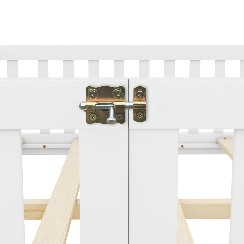 Twin Size Bed Floor Bed with Safety Guardrails and Door for Kids, Natural(Old SKU: W158090686)、、casual