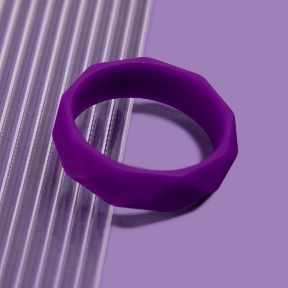 Wellness By Blush™ | Geometric Purple UltraSilk® Penis Ring - Made with Puria™ Silicone、mySite、bottomscart