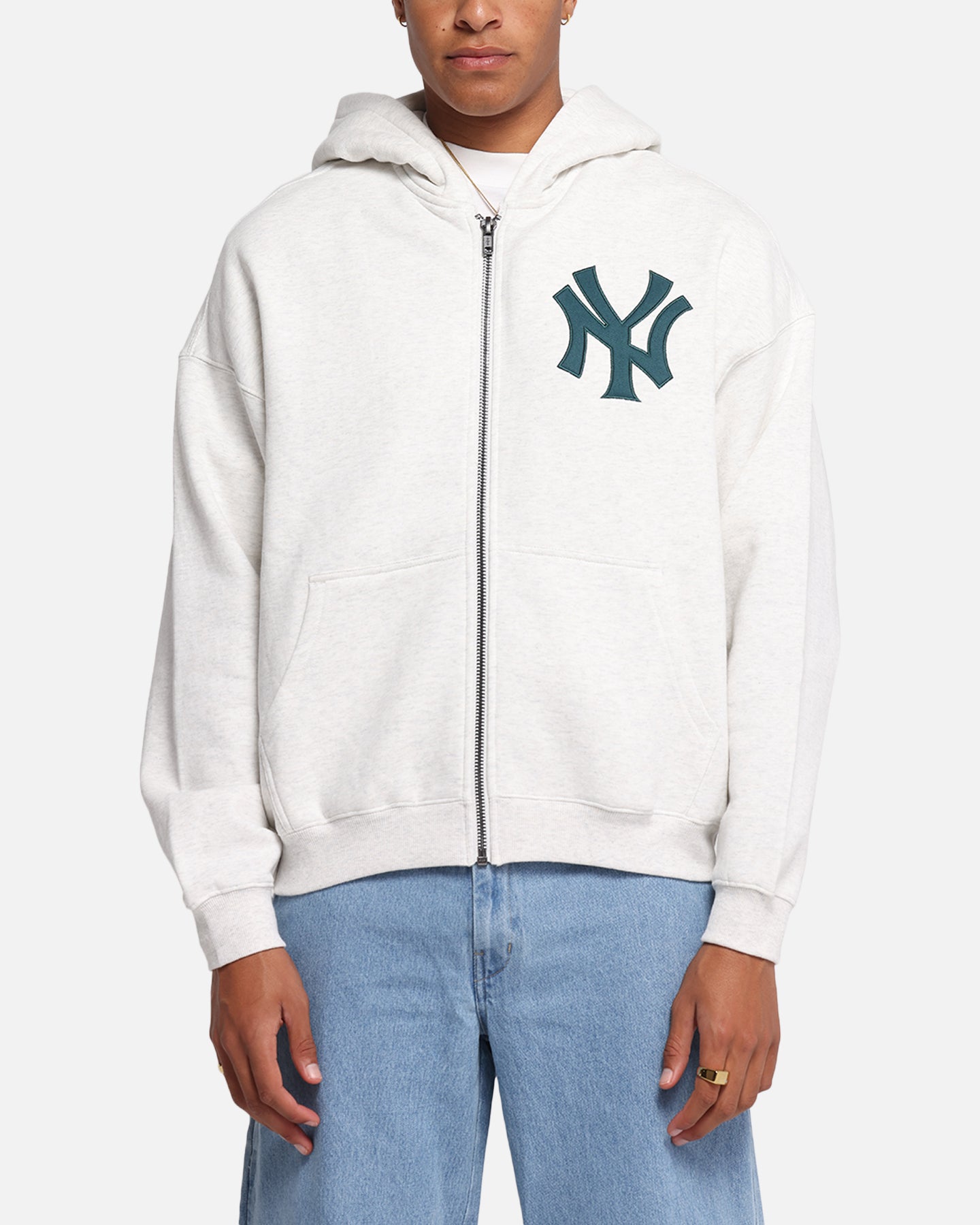 Majestic Athletic New York Yankees Arch FZ Boxy Hoodie White Marle、mySite、zt4zffjzw
