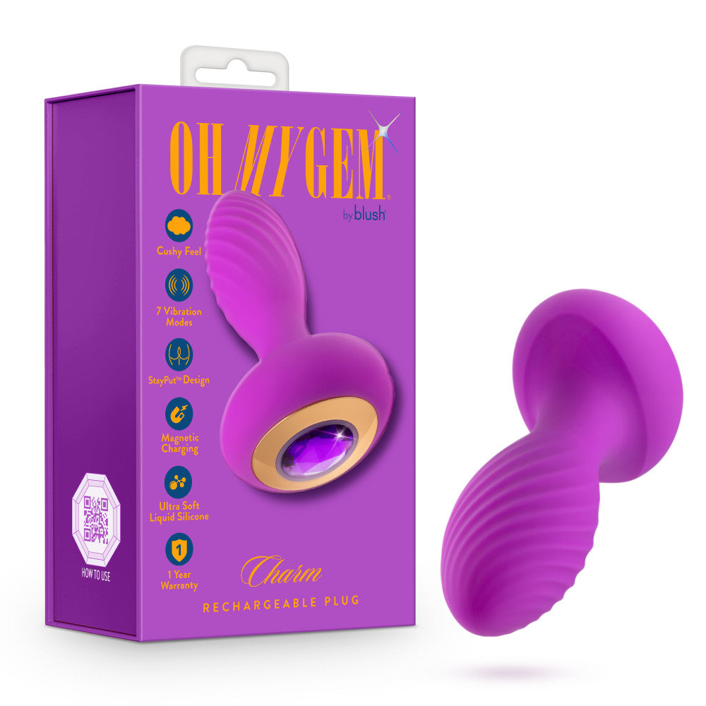 Oh My Gem By Blush® | Charm 4.5 Inch Vibrating Anal Plug Massager With Stayput™ Design & Amethyst Gem Base – In Purple、mySite、bottomscart