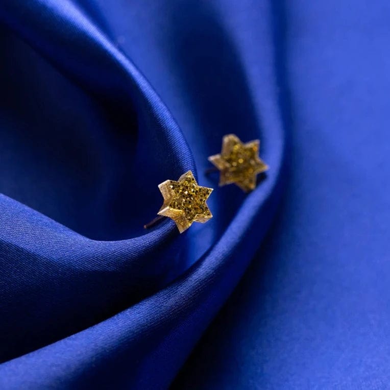 Mini Magen David Earrings - Light Gold Glitter、mySite、topwebapps