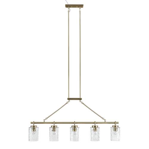 5-light Linear Chandelier with Textured Glass Shades、、eastwooduniform