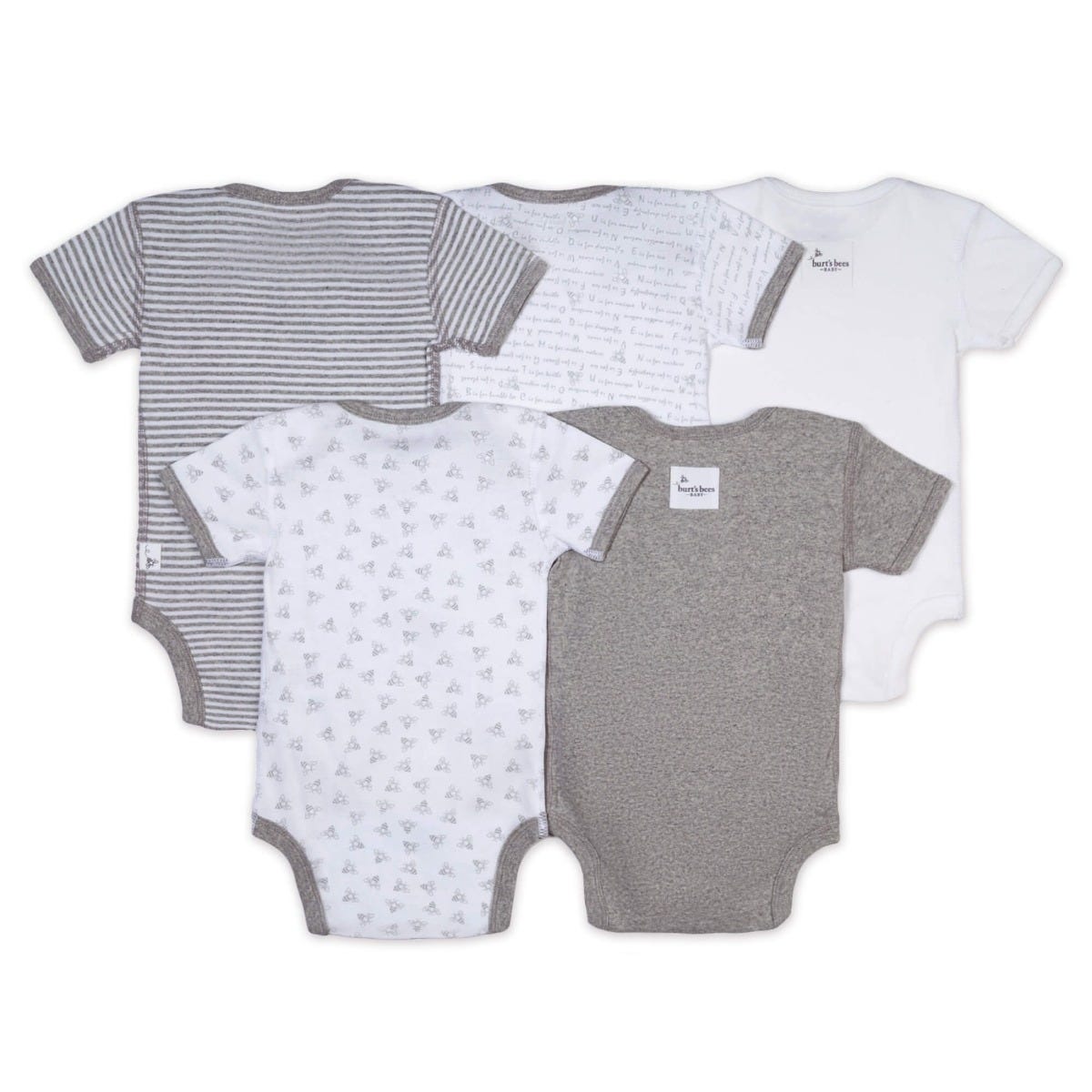 Bee Essentials Organic Short Sleeve Baby Bodysuits 5 Pack、mySite、g9winljtr