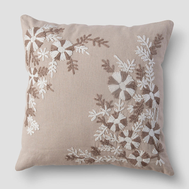 Linen Blossom Stitch Cushion Cover | Beige | 45 x 45 cm、mySite、camillekostekn
