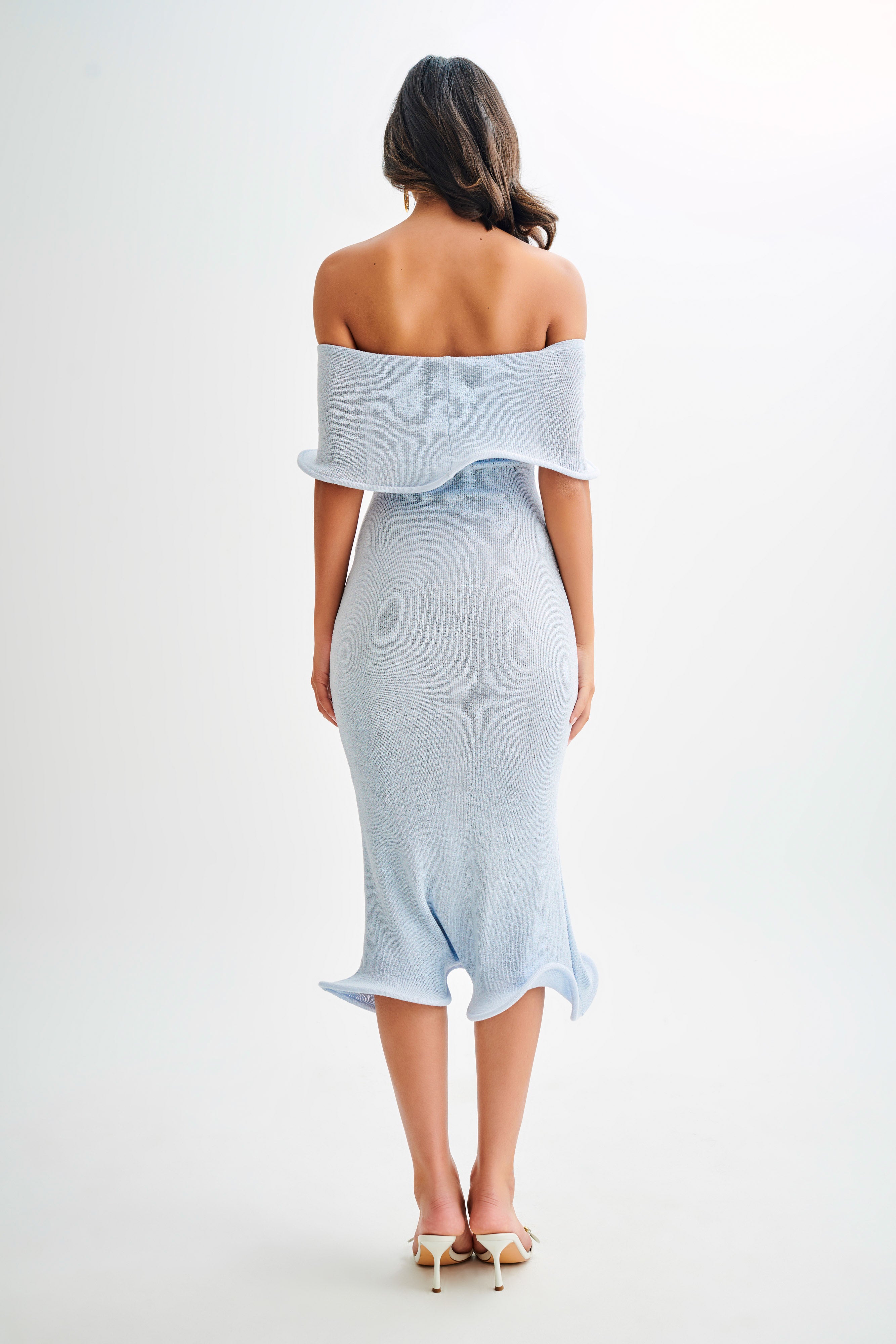 Molly Off Shoulder Knit Midi Dress - Sky Blue、mySite、solidvoid